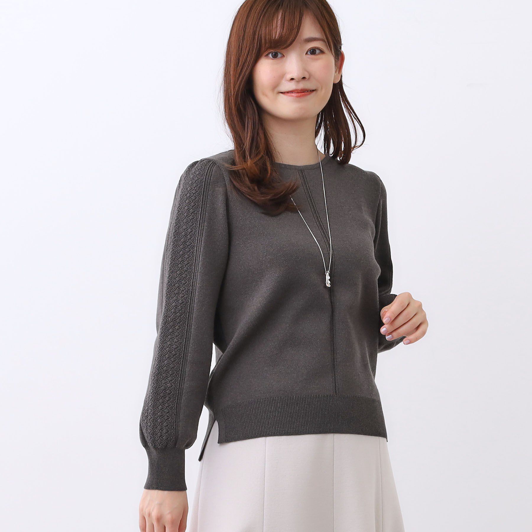 Reflect「【選べる8色／スカートにもパンツにも◎】ウール混ボートネックニット」|ニット・セーター|チャコールグレー(0