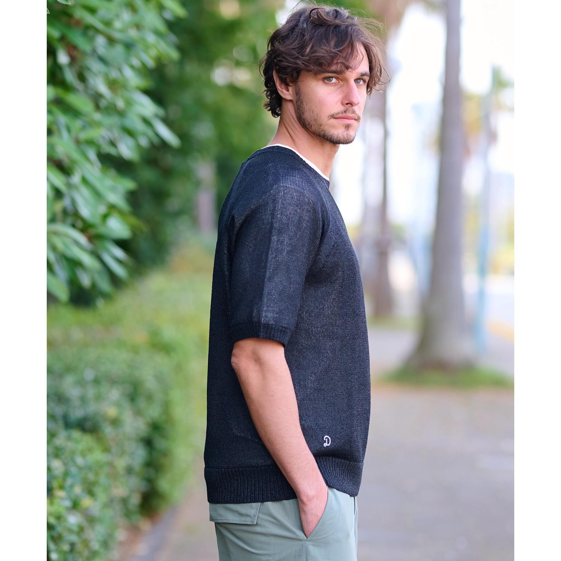 DRESSTERIOR「ペーパーコットン ハーフスリーブニット」|ニット・セーター|