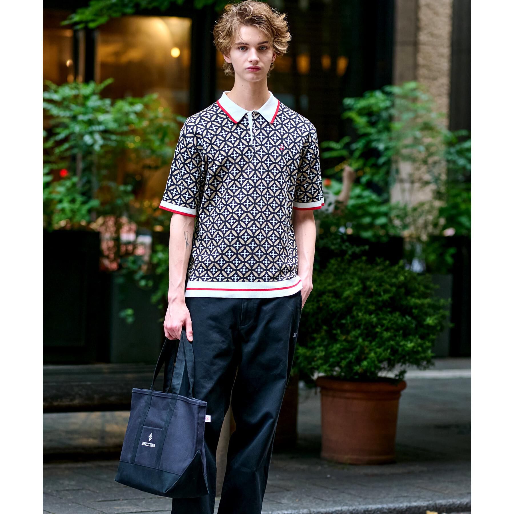 DRESSTERIOR「オーバーラップサークル ニットポロシャツ」|ニット・セーター|