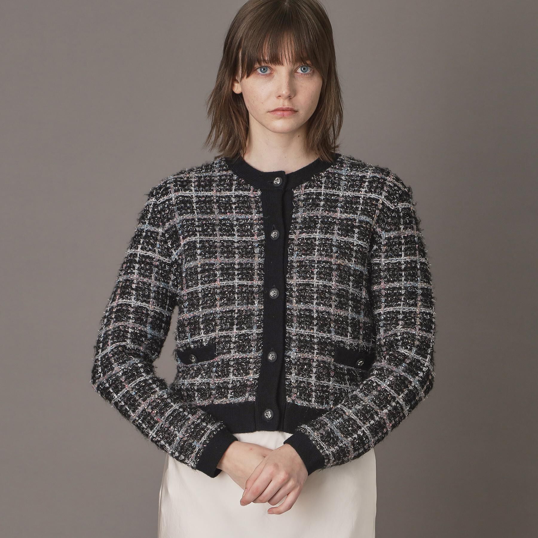 DRESSTERIOR「【otonaMUSE 11月号掲載】ツイードニットカーディガン」|カーディガン|