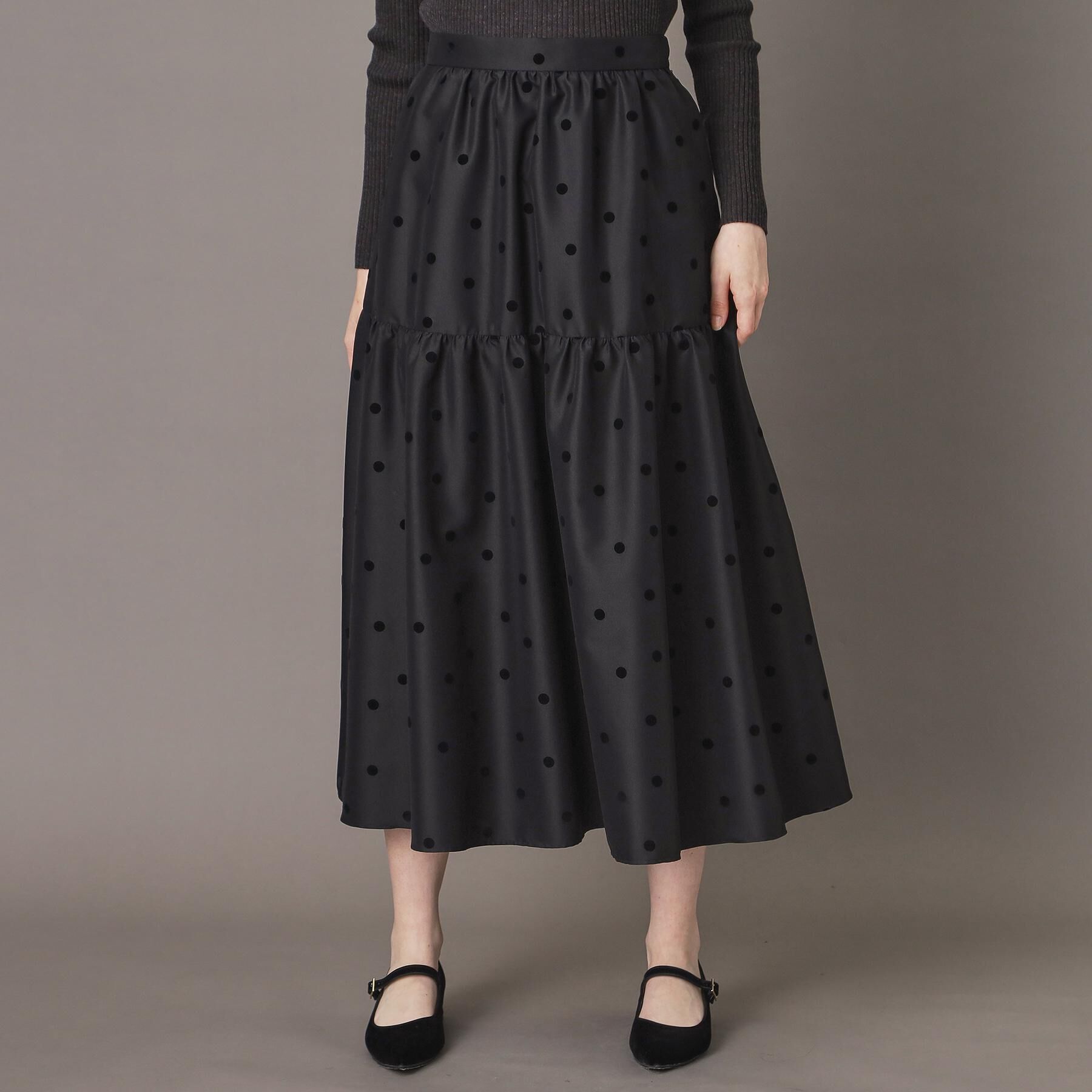 DRESSTERIOR「【CLASSY.12月号掲載】フロッキードットスカート」|スカート|ブラック(119)