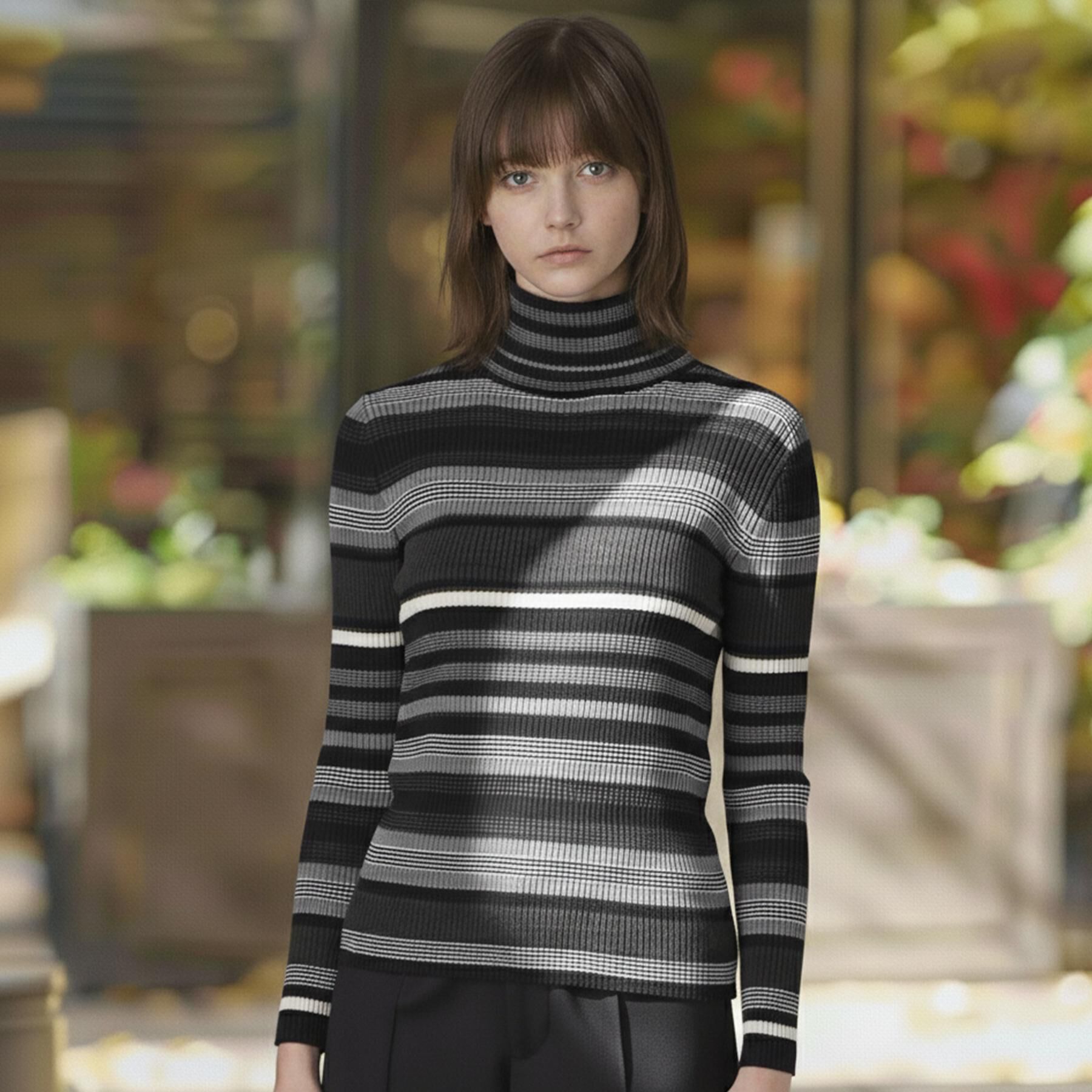 DRESSTERIOR「【CLASSY.12月号掲載】シルクブレンドメリノウールリブプルオーバー」|ニット・セーター|チャコールグレー(3