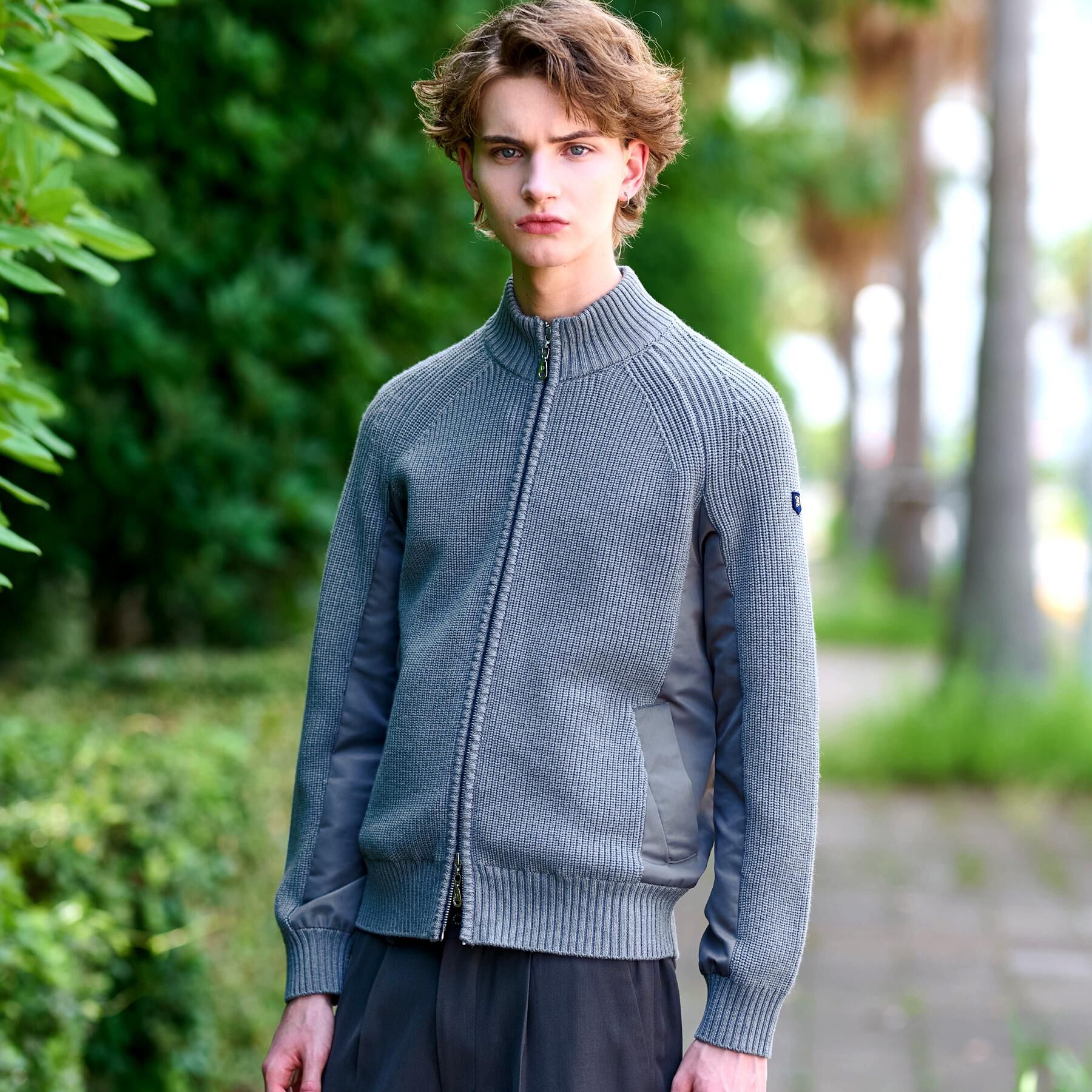 DRESSTERIOR「ミリタリーニットジャケット」|カーディガン|グレー(012)