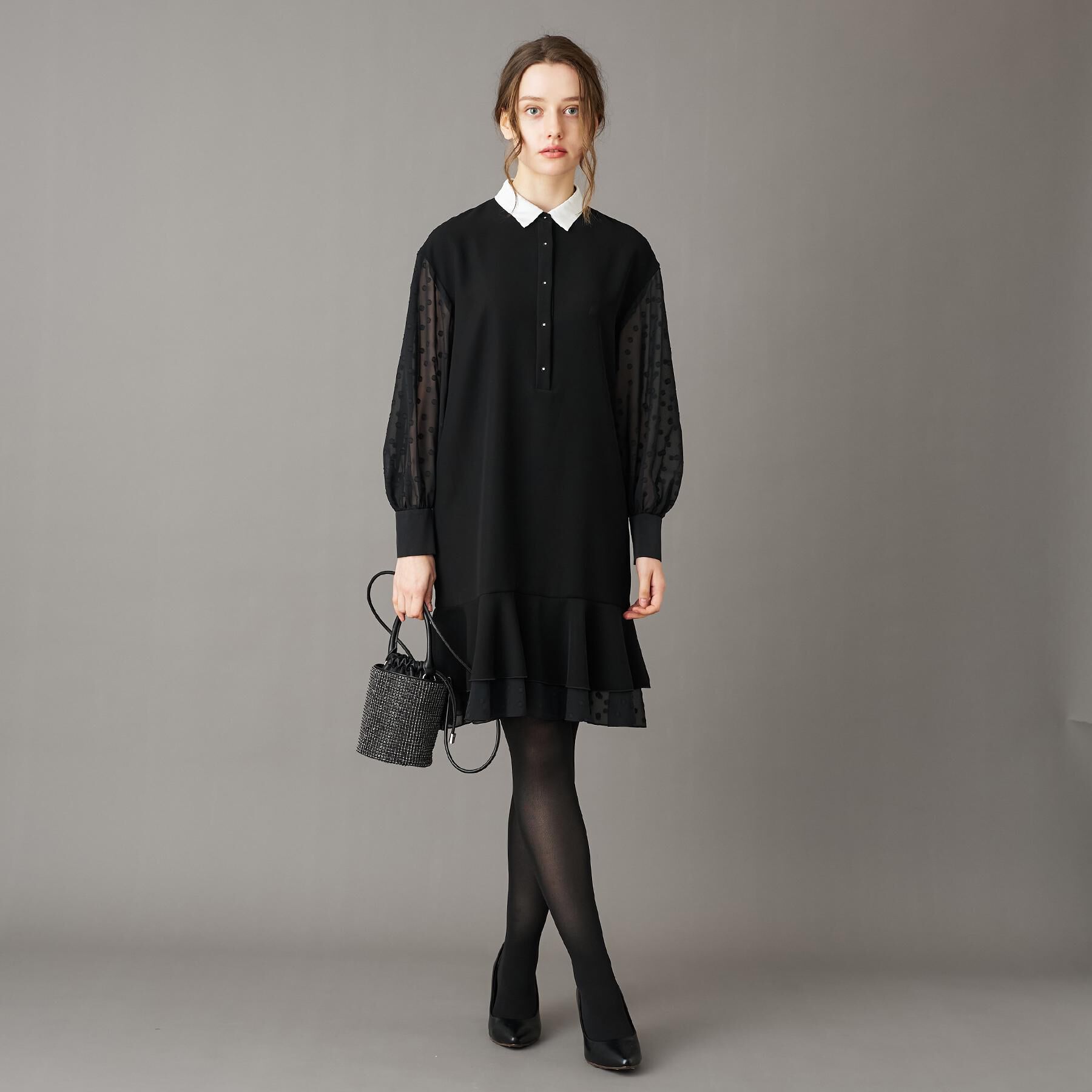 DRESSTERIOR「【otonaMUSE 11月号掲載】ダブルクロスボリュームスリーブミニワンピース」|ワンピース|