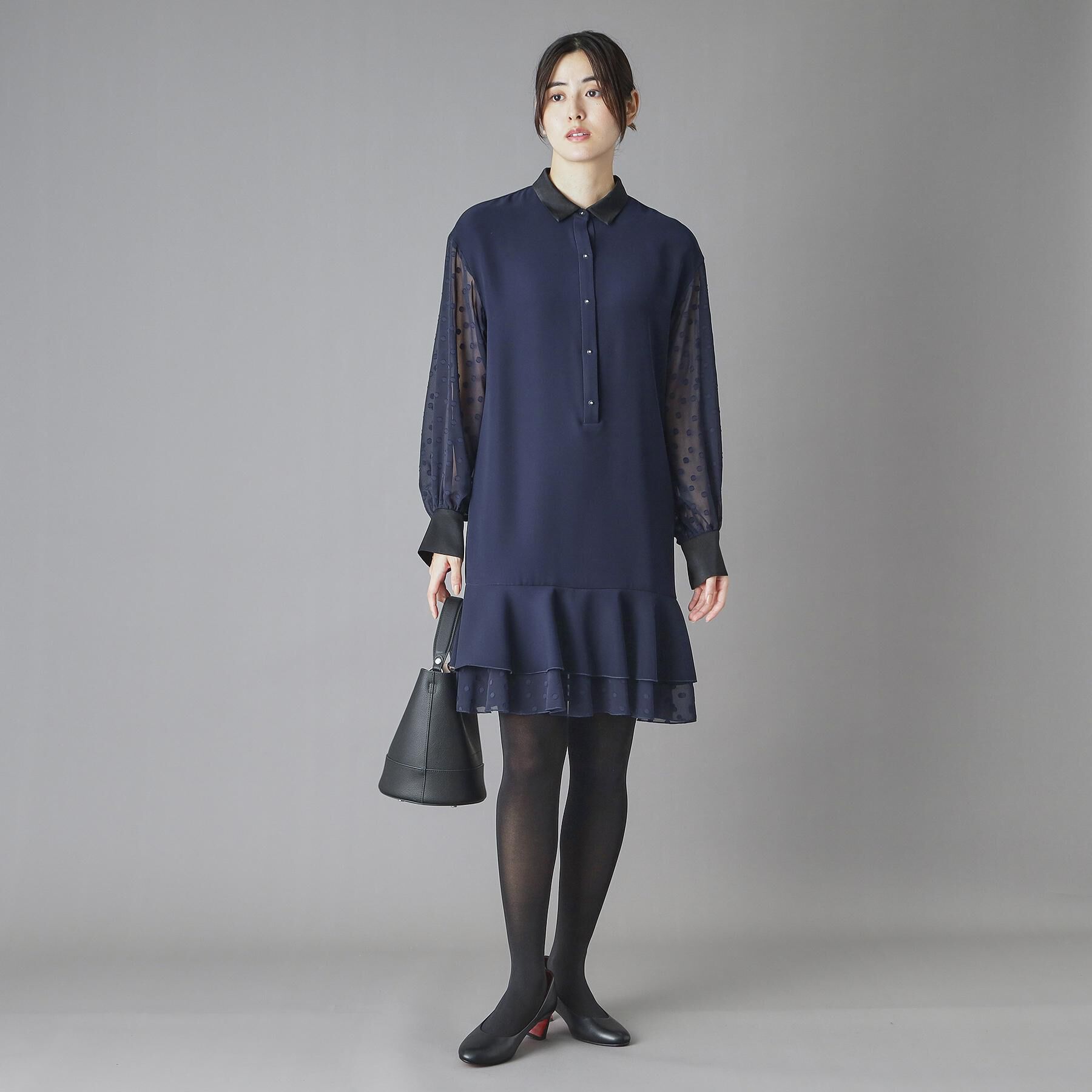 DRESSTERIOR「【otonaMUSE 11月号掲載】ダブルクロスボリュームスリーブミニワンピース」|ワンピース|