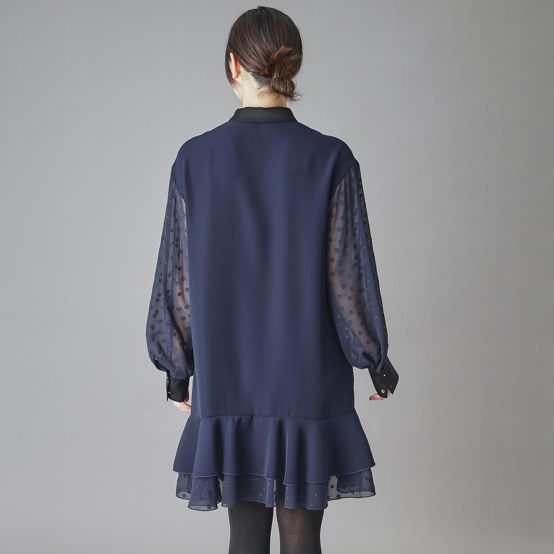 DRESSTERIOR「【otonaMUSE 11月号掲載】ダブルクロスボリュームスリーブミニワンピース」|ワンピース|