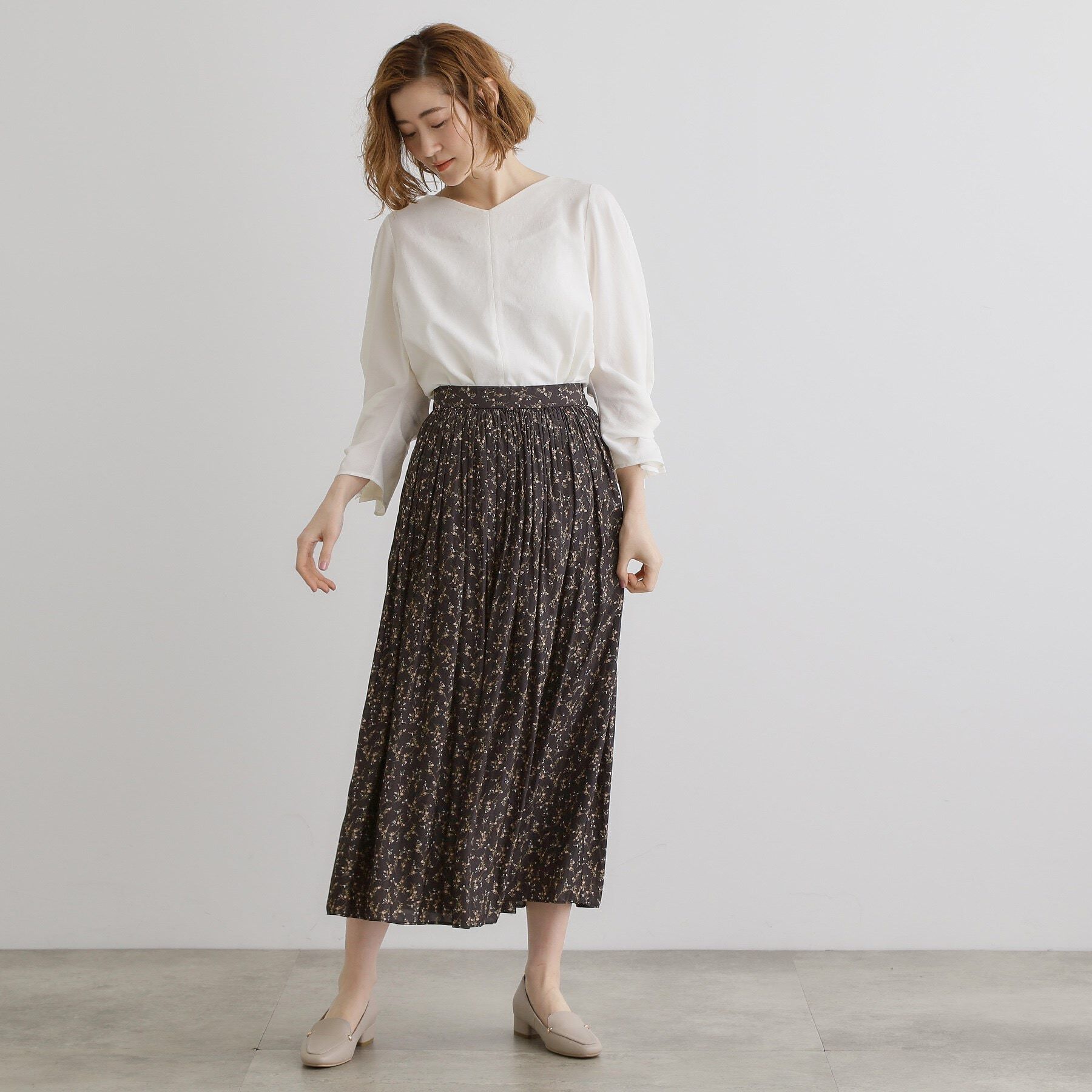 grove「【毎日着たい】麻調メッシュ袖コンシャスブラウス」|シャツ・ブラウス|