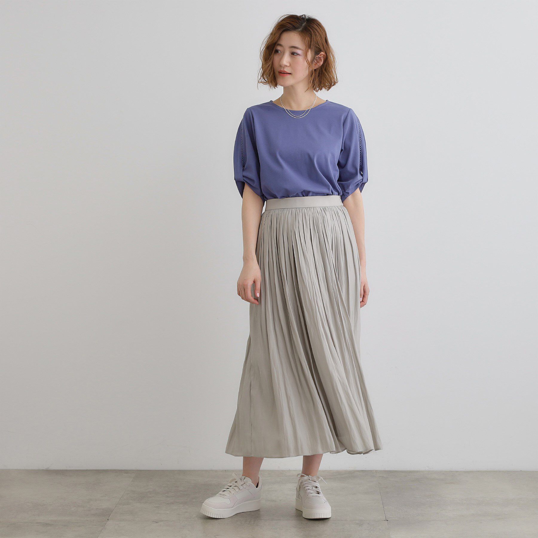 grove「【接触冷感・UVカットetc】レース切替え袖ねじりプルオーバー」|Tシャツ・カットソー|