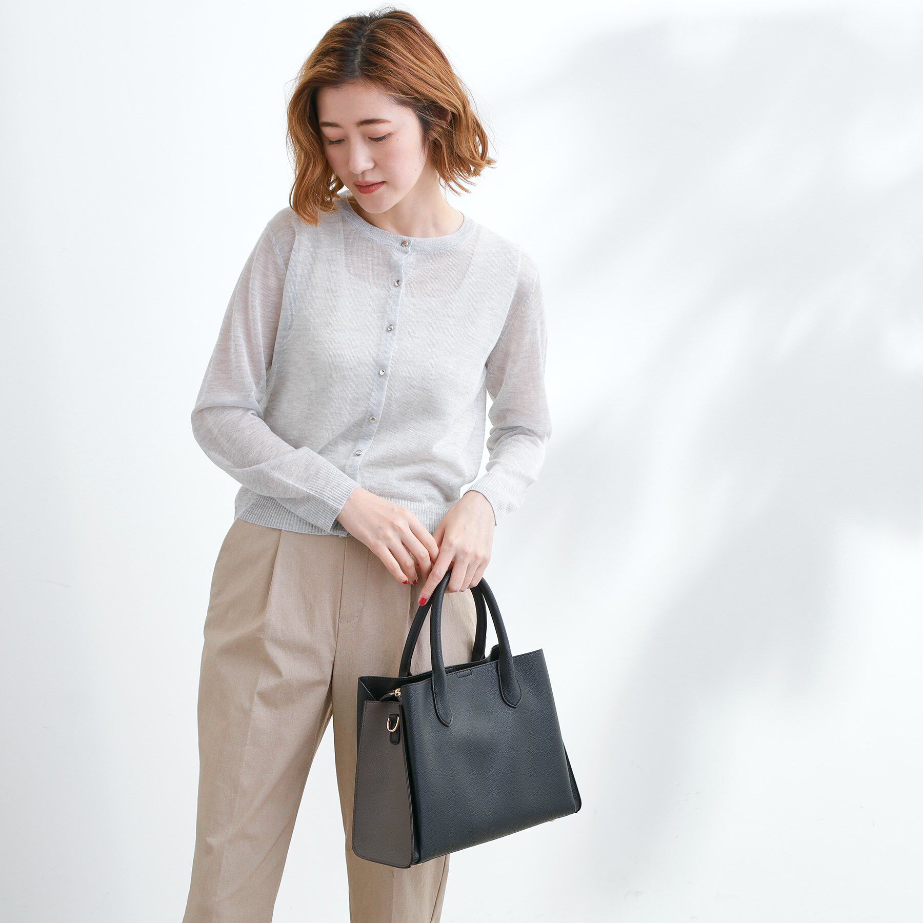 grove「【人間工学】中仕切りバイカラー2WAYトート」|トートバッグ|