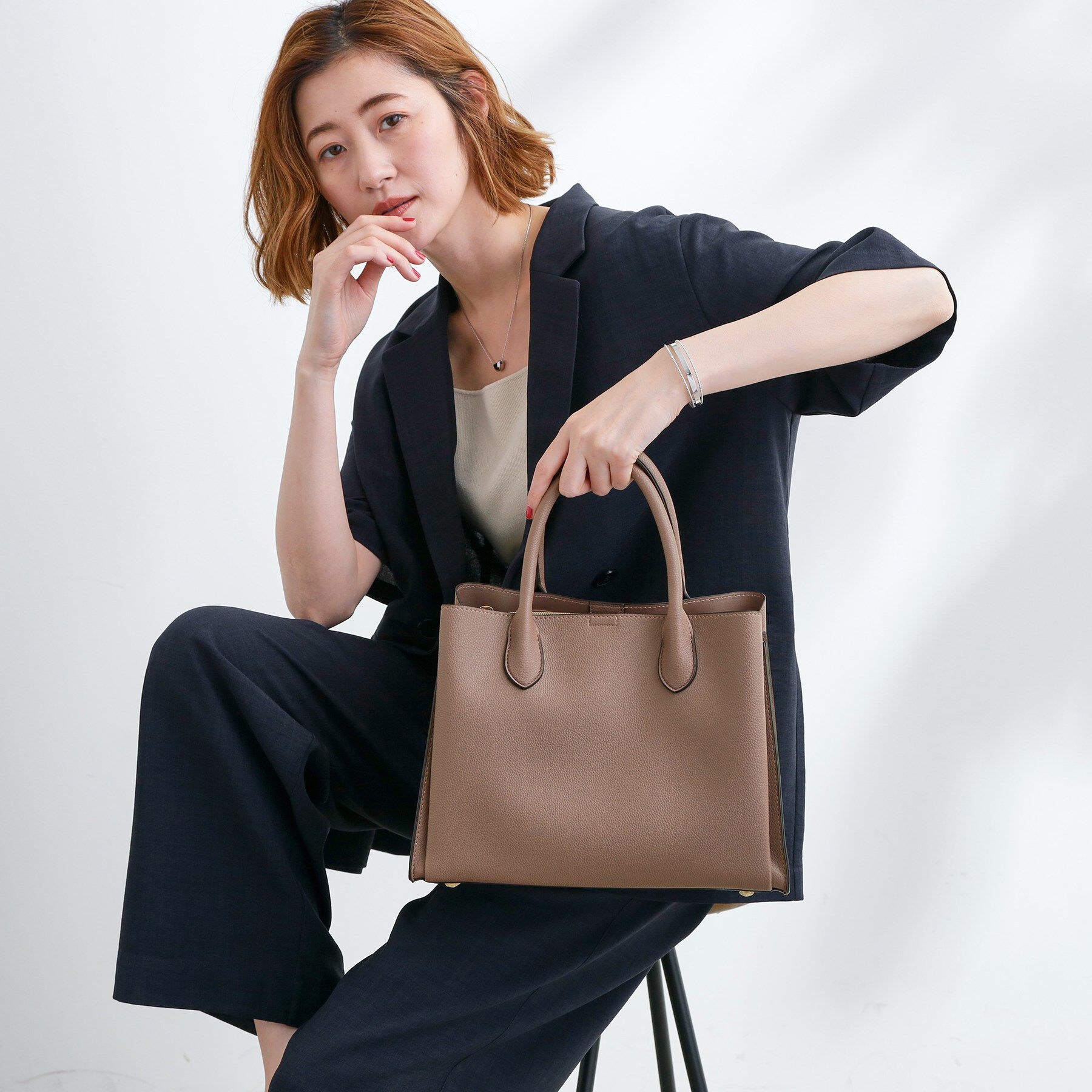 grove「【人間工学】中仕切りバイカラー2WAYトート」|トートバッグ|