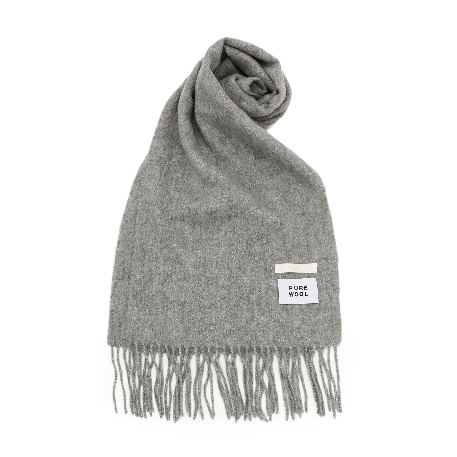 grove「洗えるウール混ラメマフラー」|ストール|グレー(012)