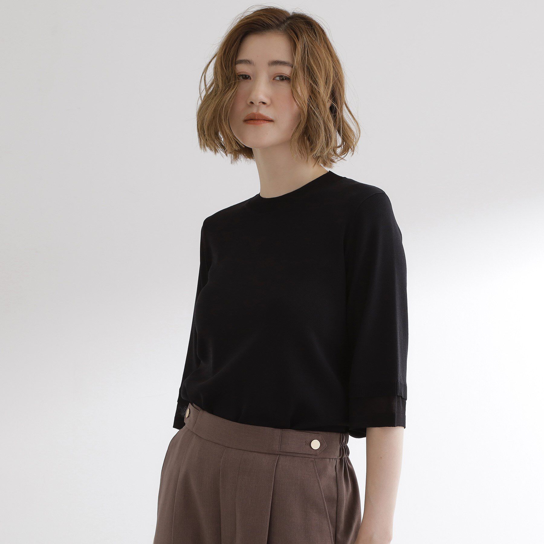 grove「【ひんやり多機能】やわらかドライタッチ 袖口シアードッキングプルオーバー」|ニット・セーター|