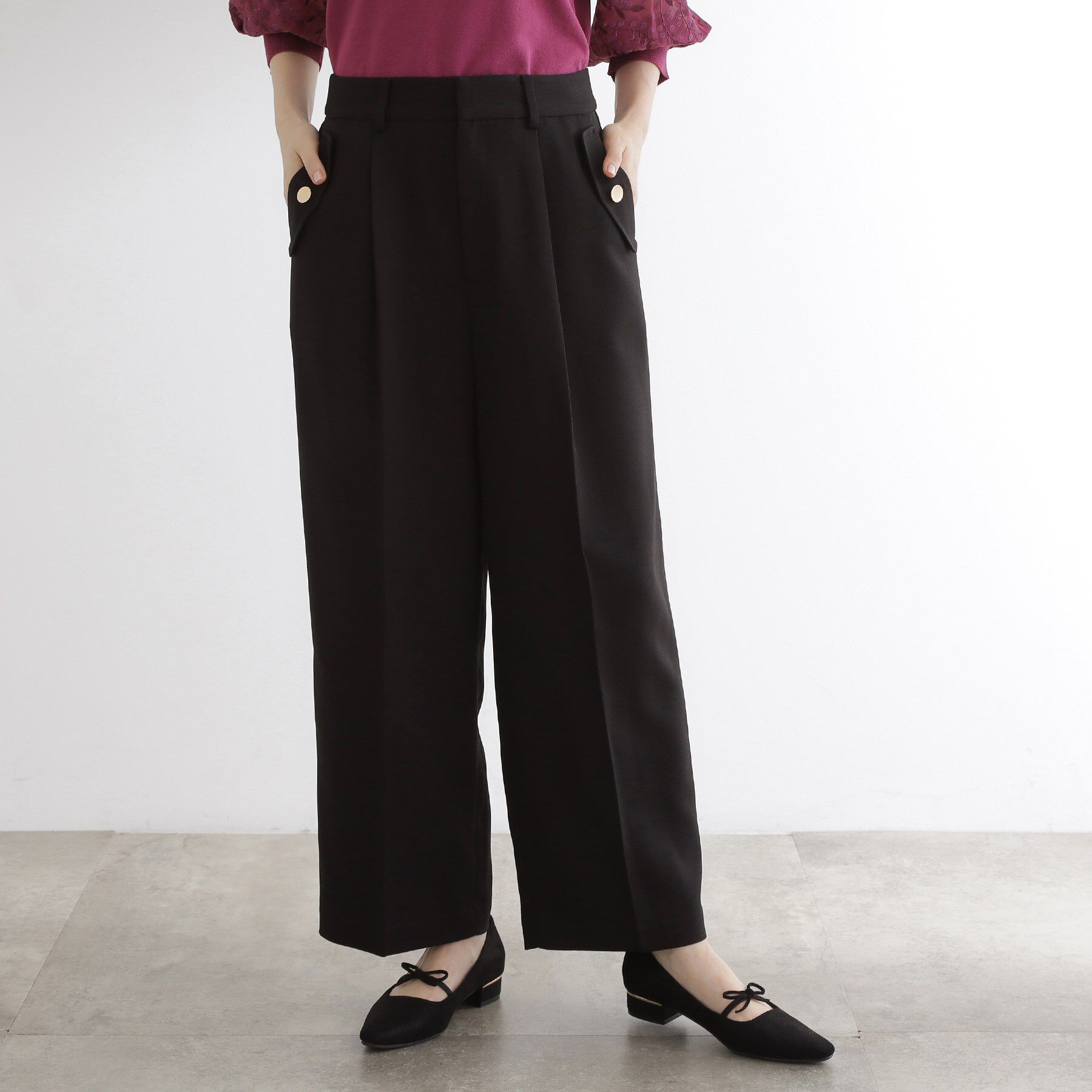 grove「【洗える】着回し優秀！フラップポケットワイドパンツ」|その他|ブラック(019)