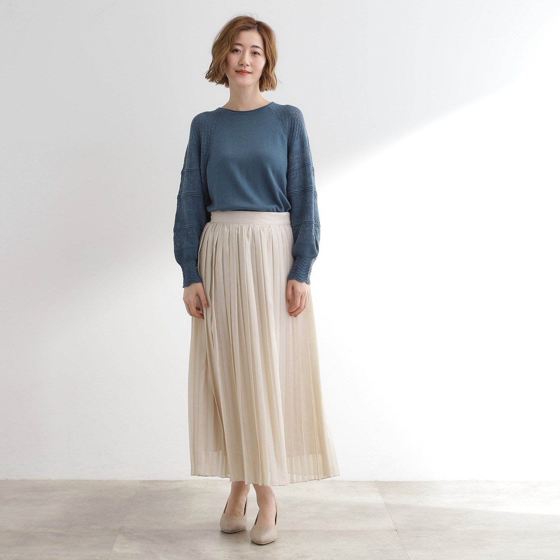 grove「【最終お値下げ！！】袖レース編みラグランスリーブニット」|ニット・セーター|