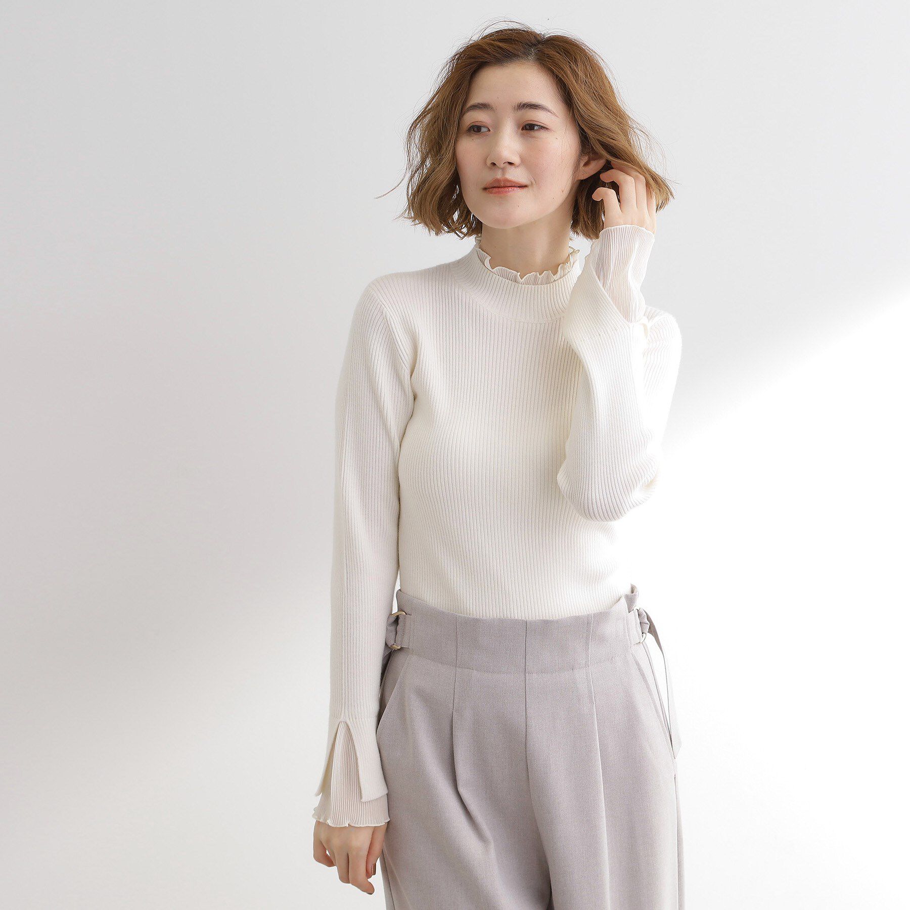 grove「プリーツレイヤードニットプルオーバー」|ニット・セーター|