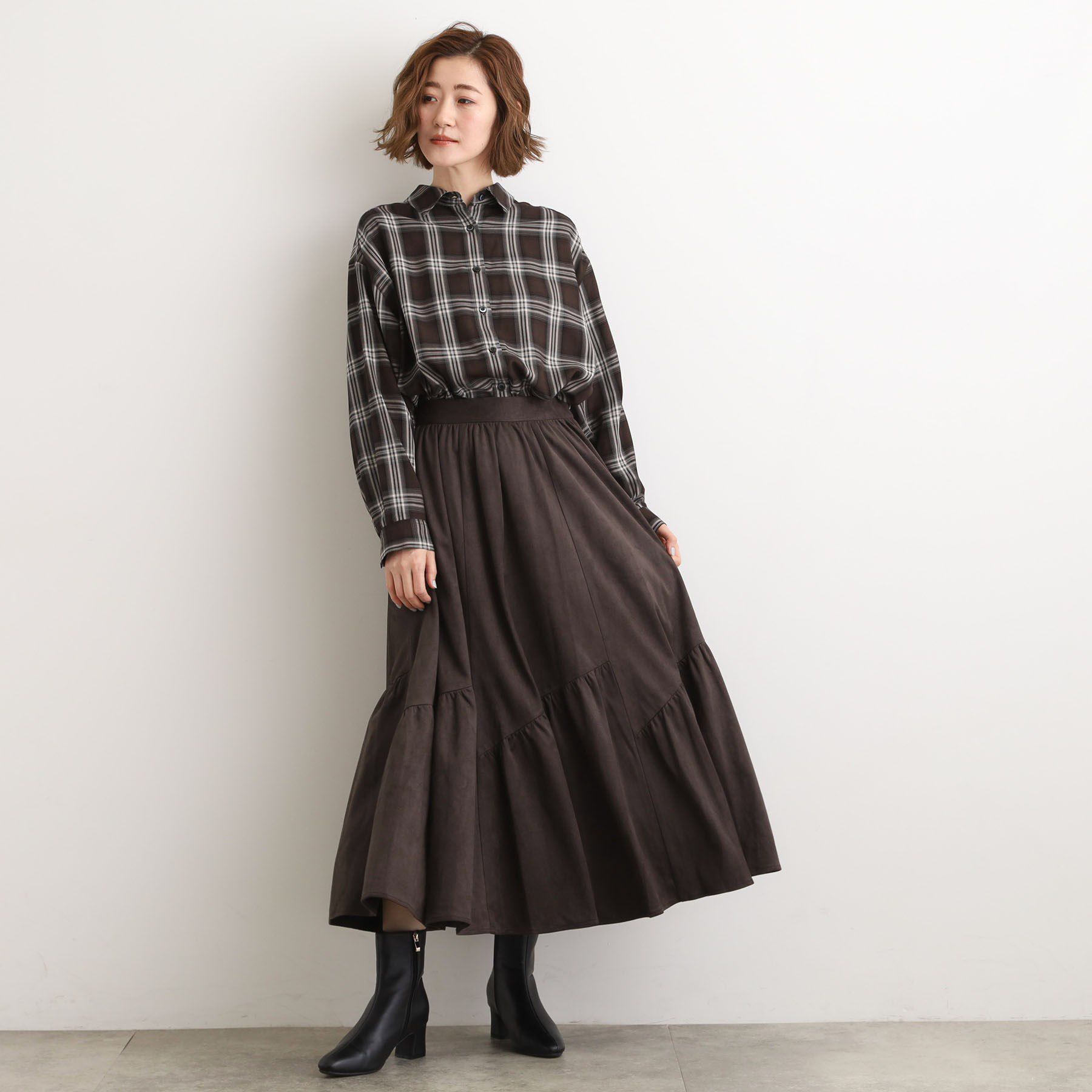grove「スエードライク マキシティアードスカート」|スカート|