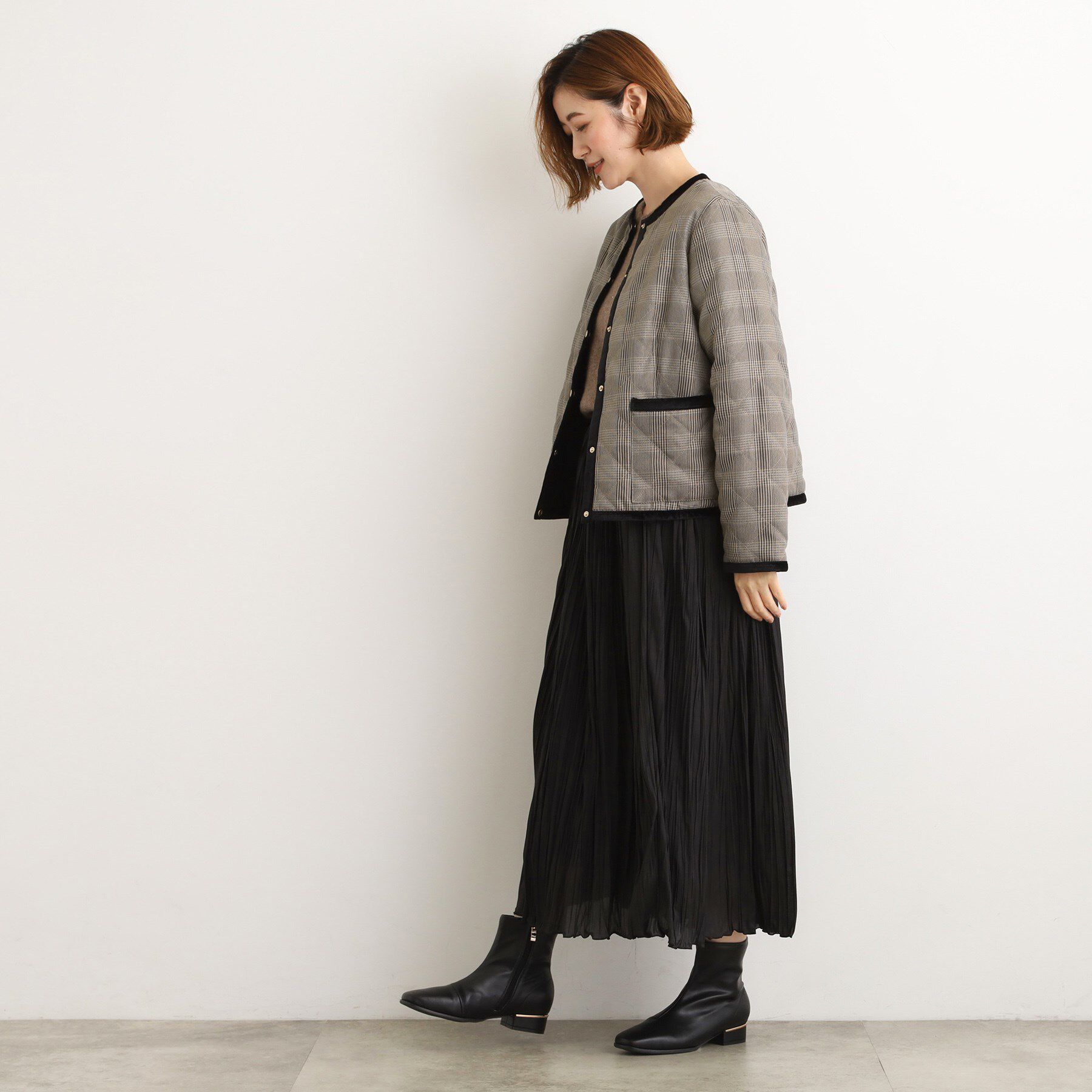 grove「【2WAY・リバーシブル】一枚でチェック柄も無地も！キルトジャケット」|ブルゾン・スタジャン|