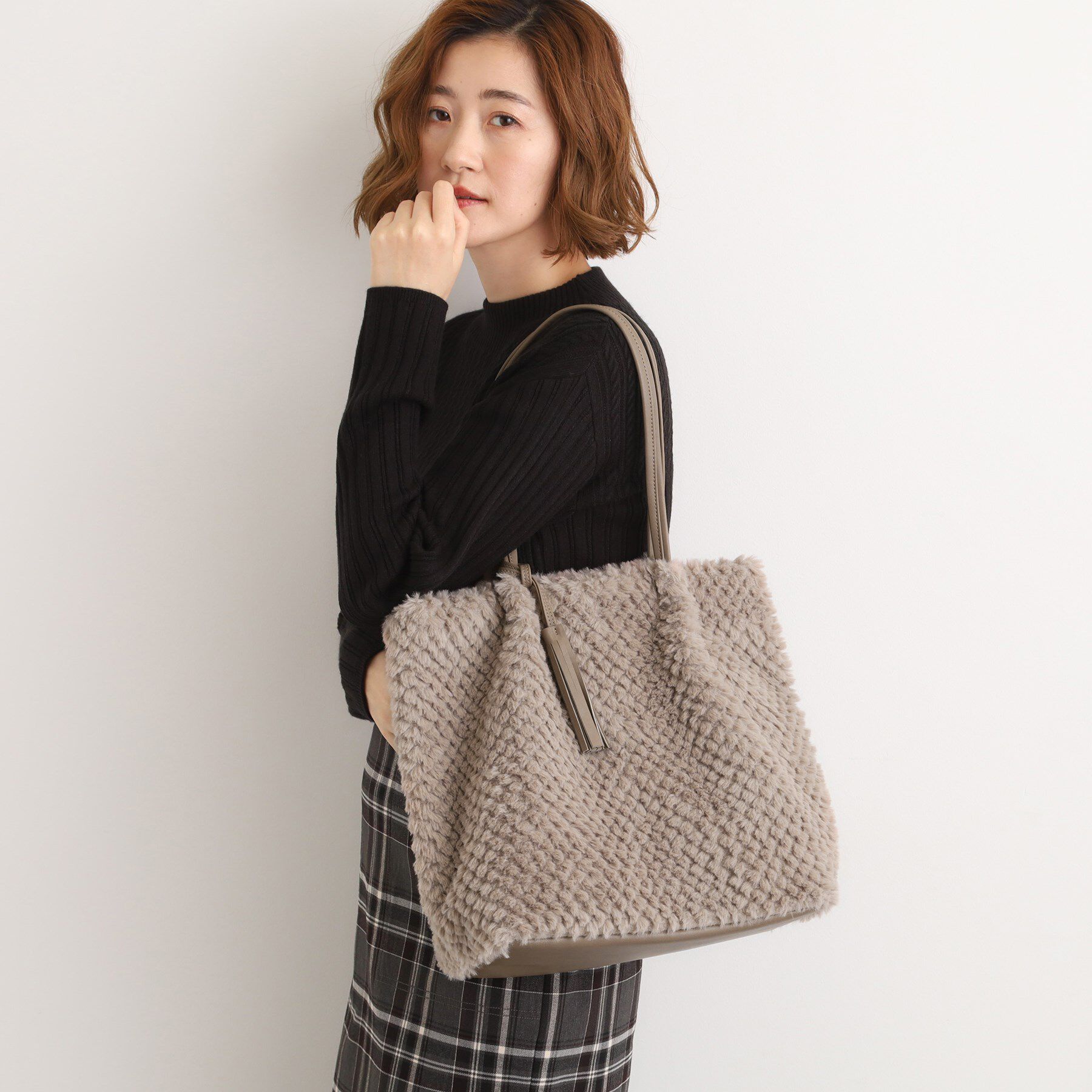 grove「ポコポコエコファータッセルトート」|トートバッグ|