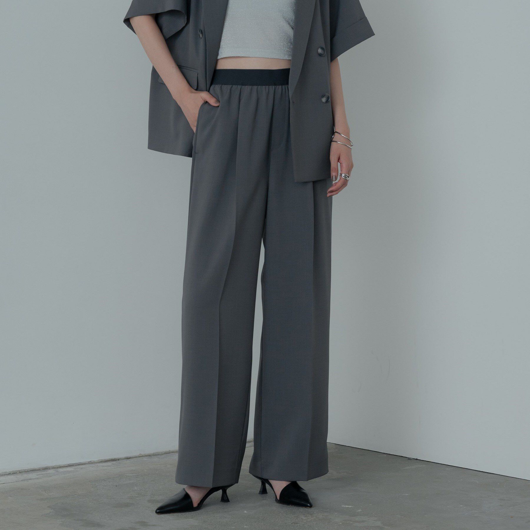 GALLEST「【セットアップ対応】イージーストレートワイドパンツ【カセット服／オケージョン／通勤】」|その他|チャコールグレー(7