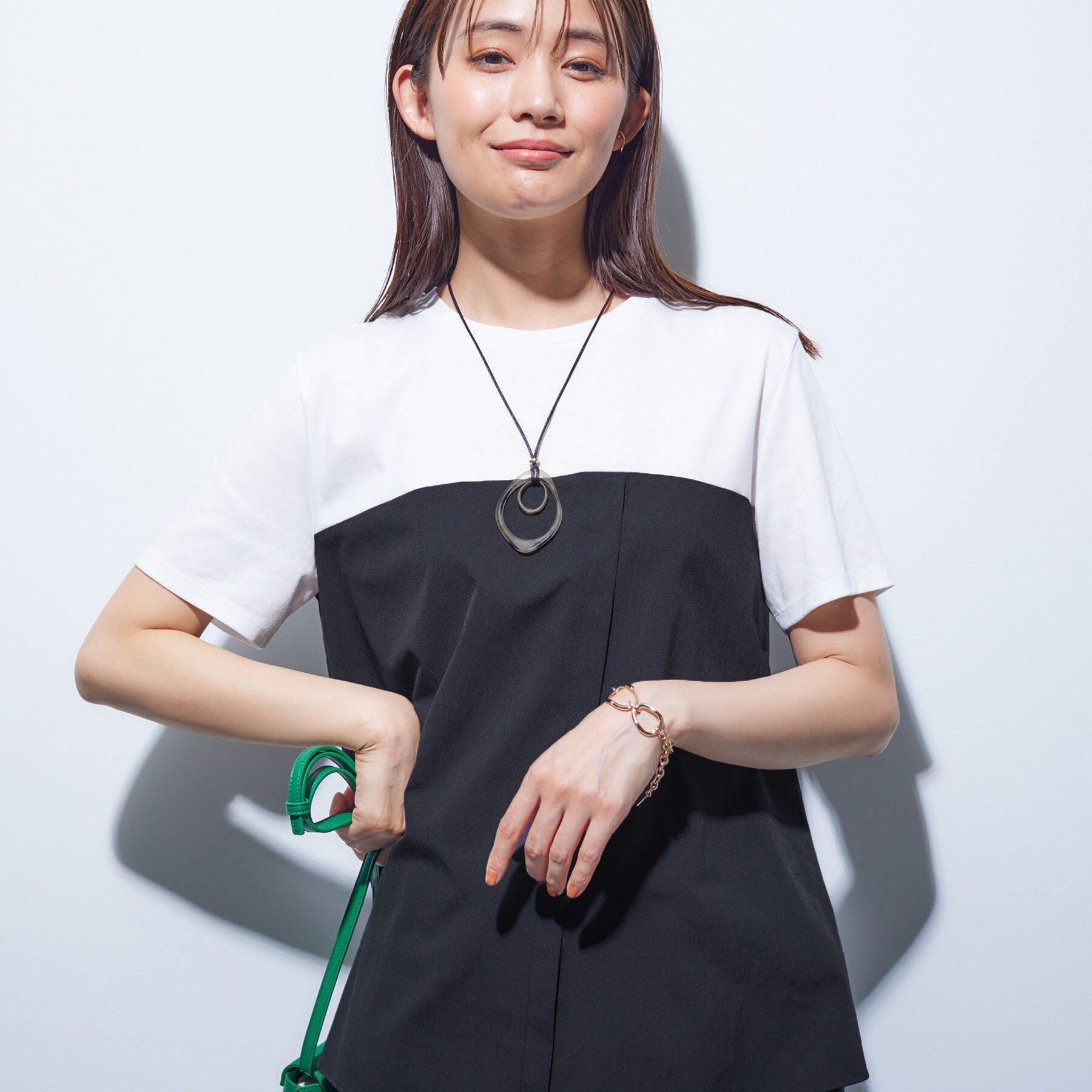 INDIVI「【洗える】ビスチェレイヤード風トップス」|Tシャツ・カットソー|ブラック(519)