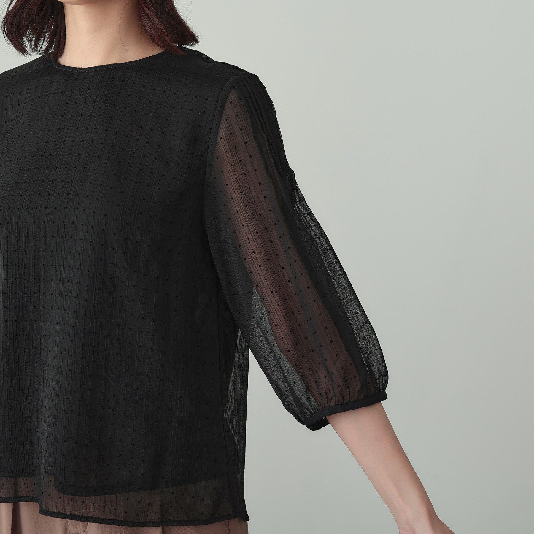 INDIVI「フロッキードットブラウス」|シャツ・ブラウス|