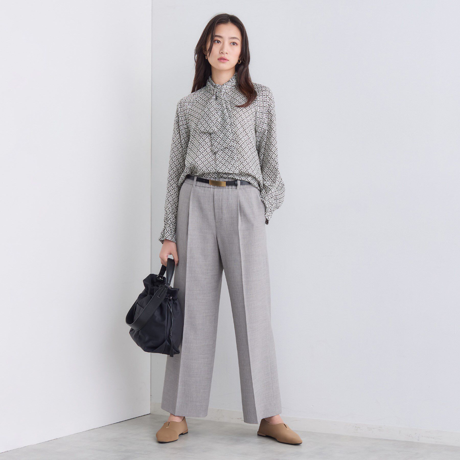 INDIVI「ジオメプリントボウタイブラウス」|シャツ・ブラウス|