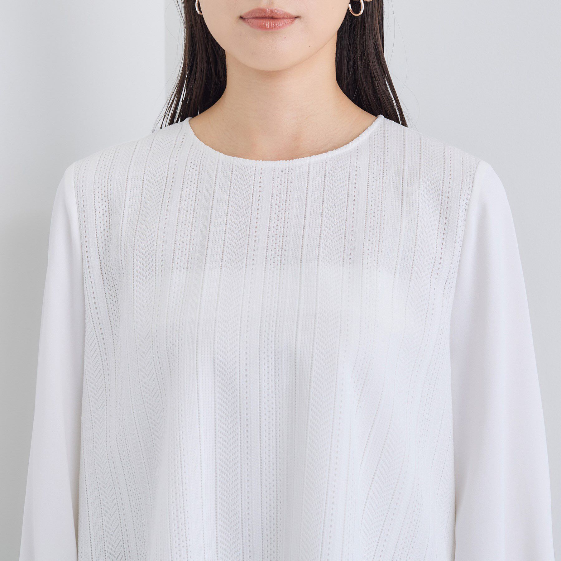 INDIVI「【オフィス／きれいめ】2WAYレース切り替えブラウス」|シャツ・ブラウス|