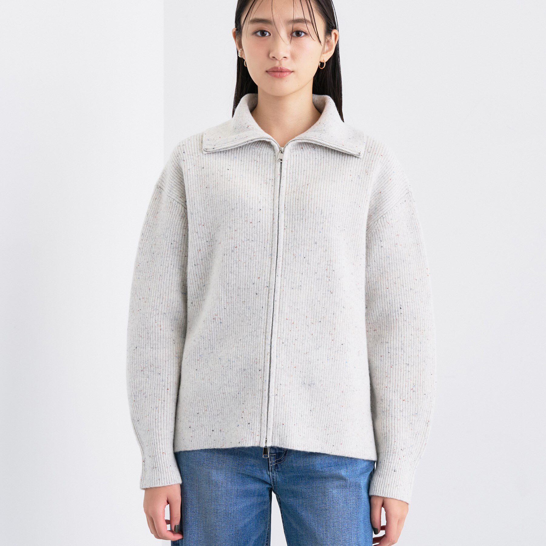 INDIVI「【洗える】カラーネップ ダブルジップカーディガン」|カーディガン|