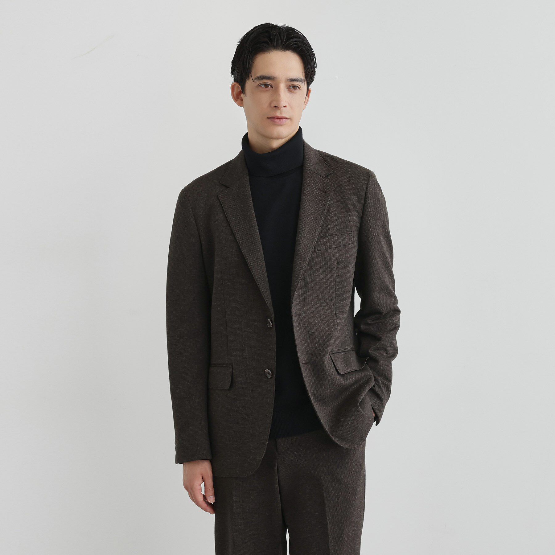 TAKEO KIKUCHI「【None Of Stress】アクティブジャージ 千鳥 ジャケット」|テーラードジャケット|ブラウン(444)