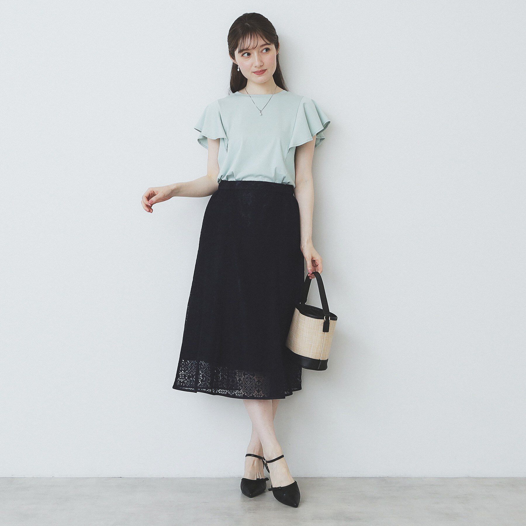 index「ジオメレースフレアスカート/セットアップ対応【洗濯機洗い可】」|スカート|