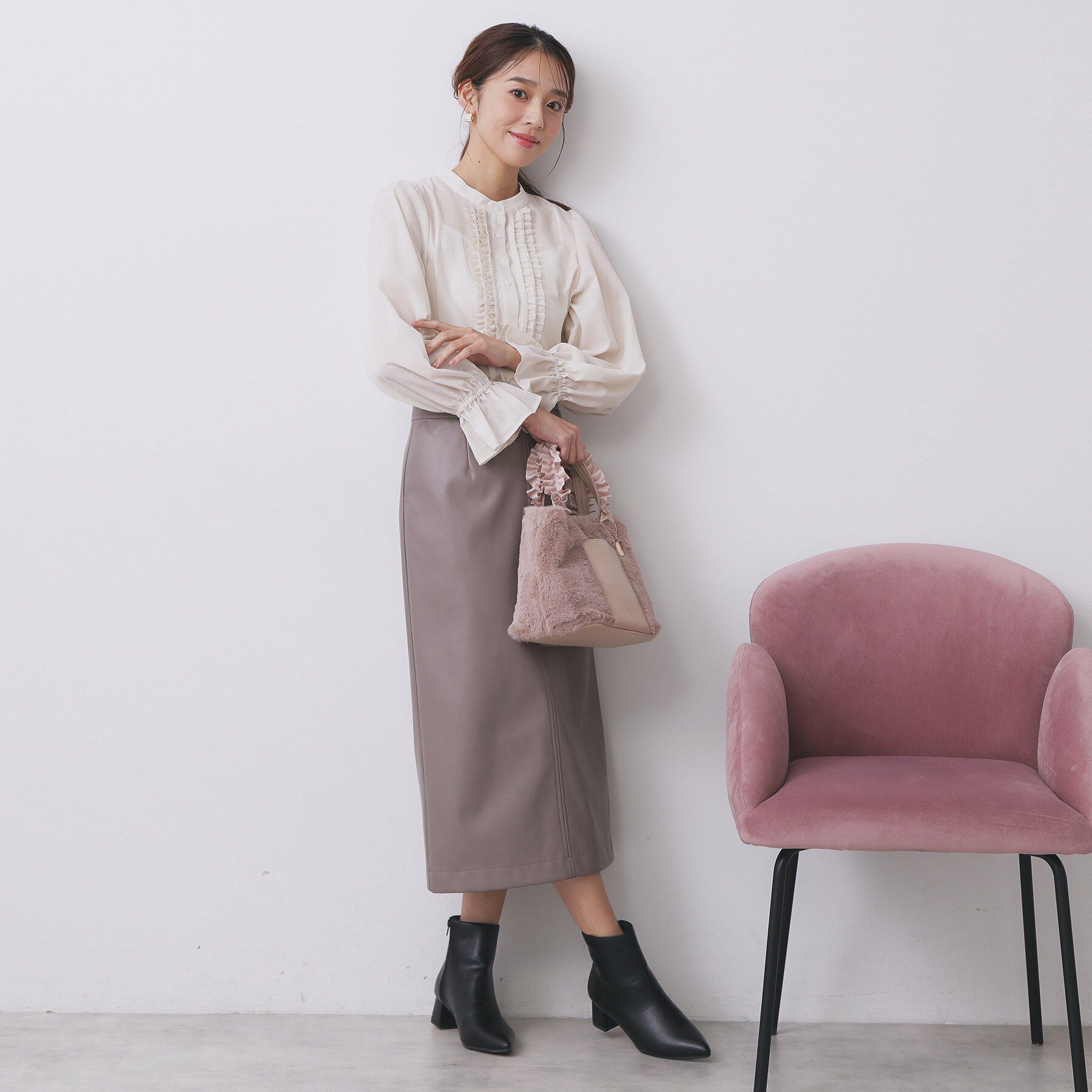 index「タックフリルバンドカラーブラウス【洗濯機OK/イージーアイロン】」|シャツ・ブラウス|