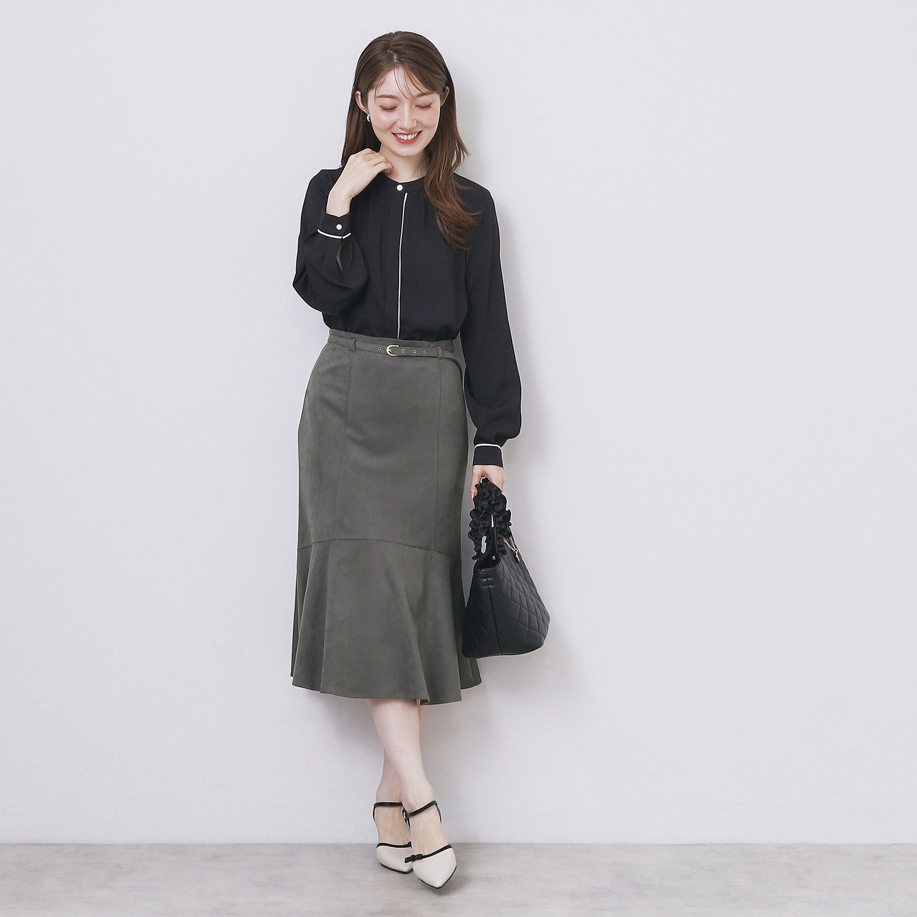 index「フェイクスウェード切り替えマーメイドスカート【洗濯機OK/イージーアイロン/防シワ】」|スカート|