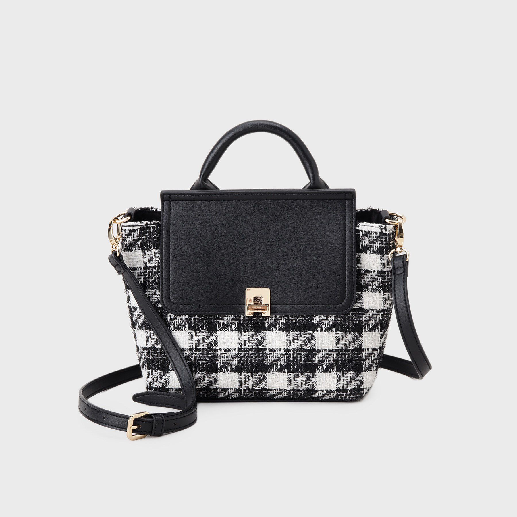 index「【2WAY】ラメツイードチェックコンビミドルハンドバッグ」|ハンドバッグ|