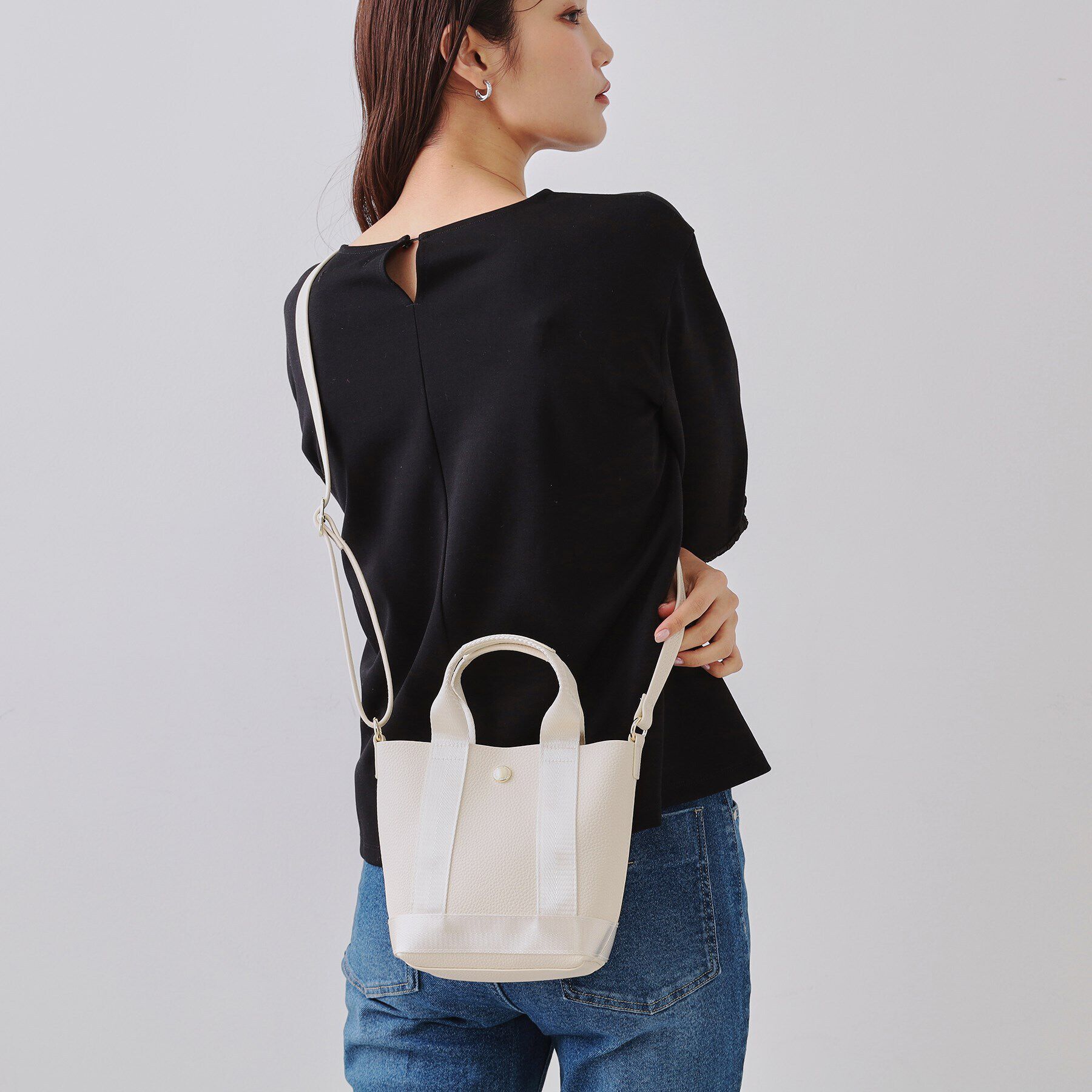 OPAQUE.CLIP「【長さ調整可能】シュリンク合皮コンビミニショルダーバッグ」|ショルダー・メッセンジャー|