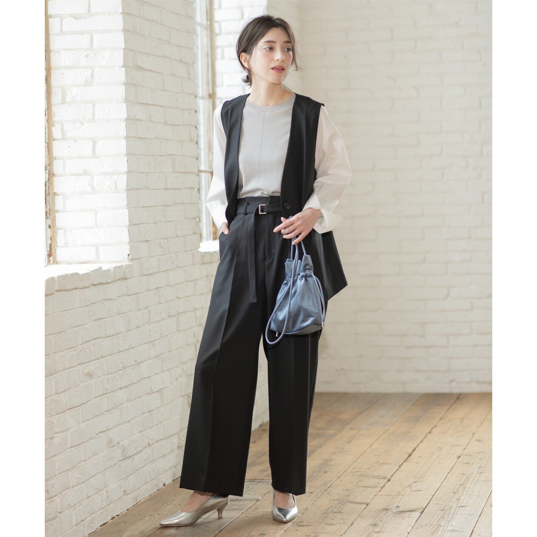 OPAQUE.CLIP「ベルト付きタックワイドパンツ/セットアップ対応【洗濯機洗い可】」|その他|