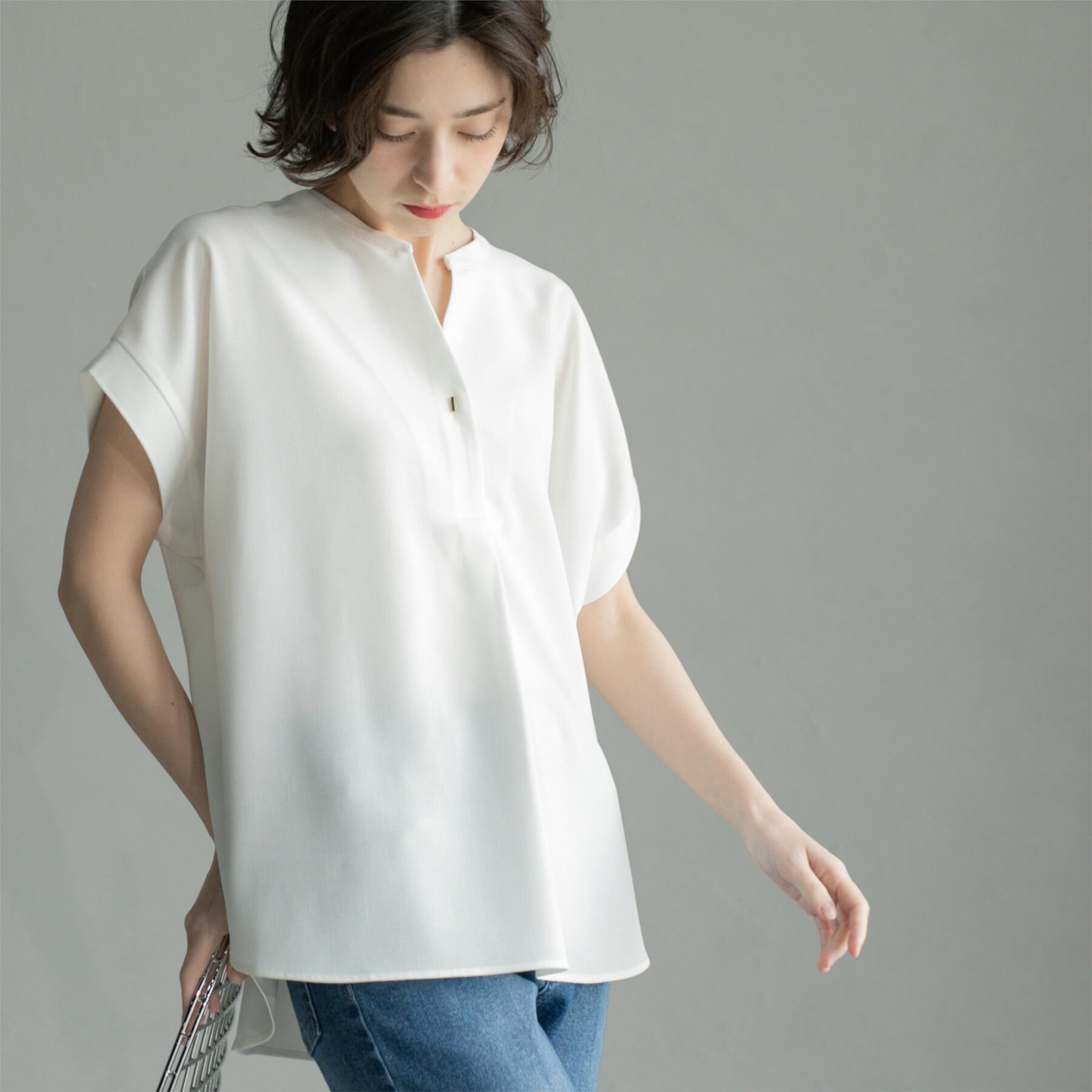 OPAQUE.CLIP「《7色展開/SS-LLサイズ》ストレッチスキッパーブラウス/セットアップ対応【洗濯機洗い可/防シワ】」|シャツ・ブラウス|