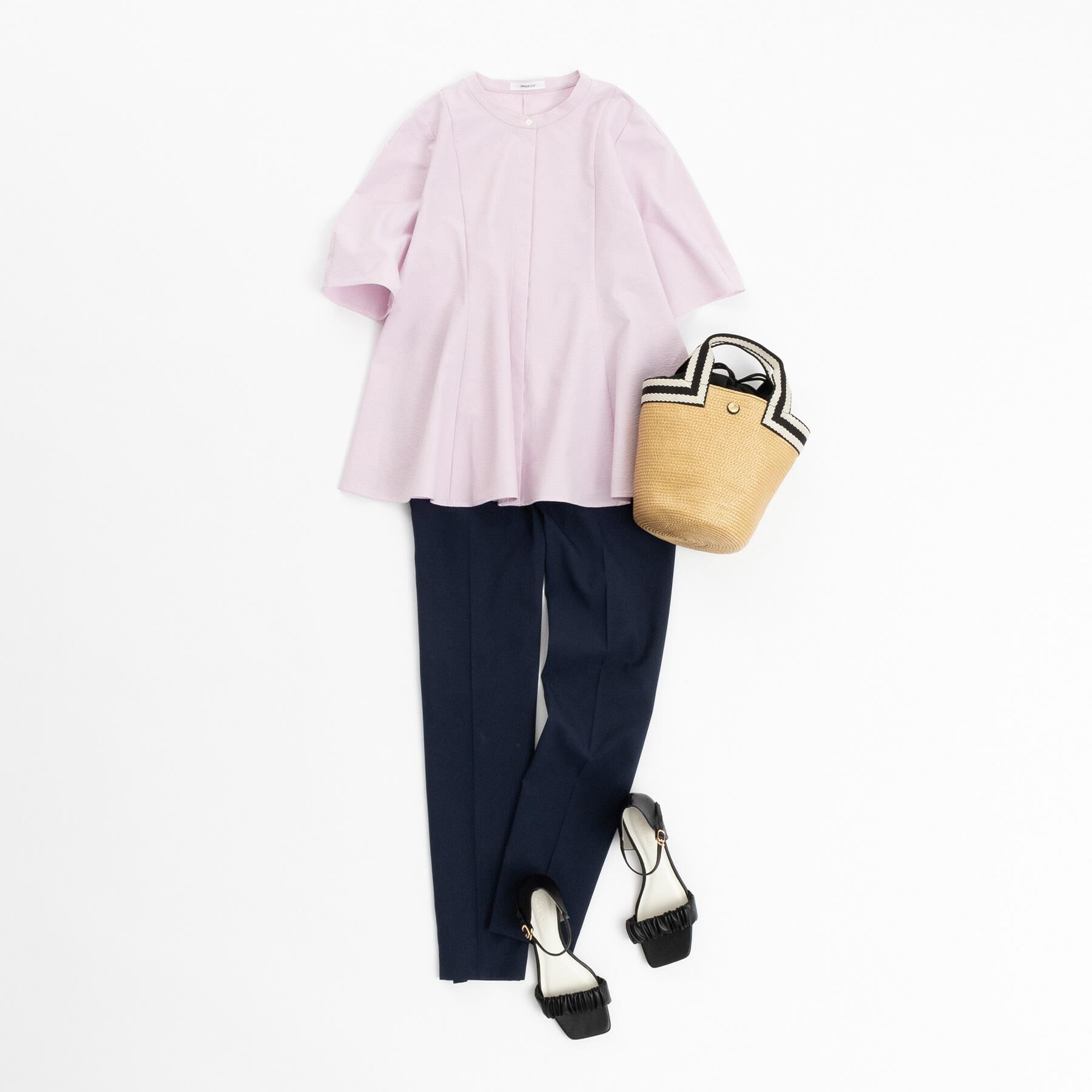 OPAQUE.CLIP「サッカーストライプペプラムブラウス【吸水速乾/イージーアイロン/洗濯機洗い可】」|シャツ・ブラウス|