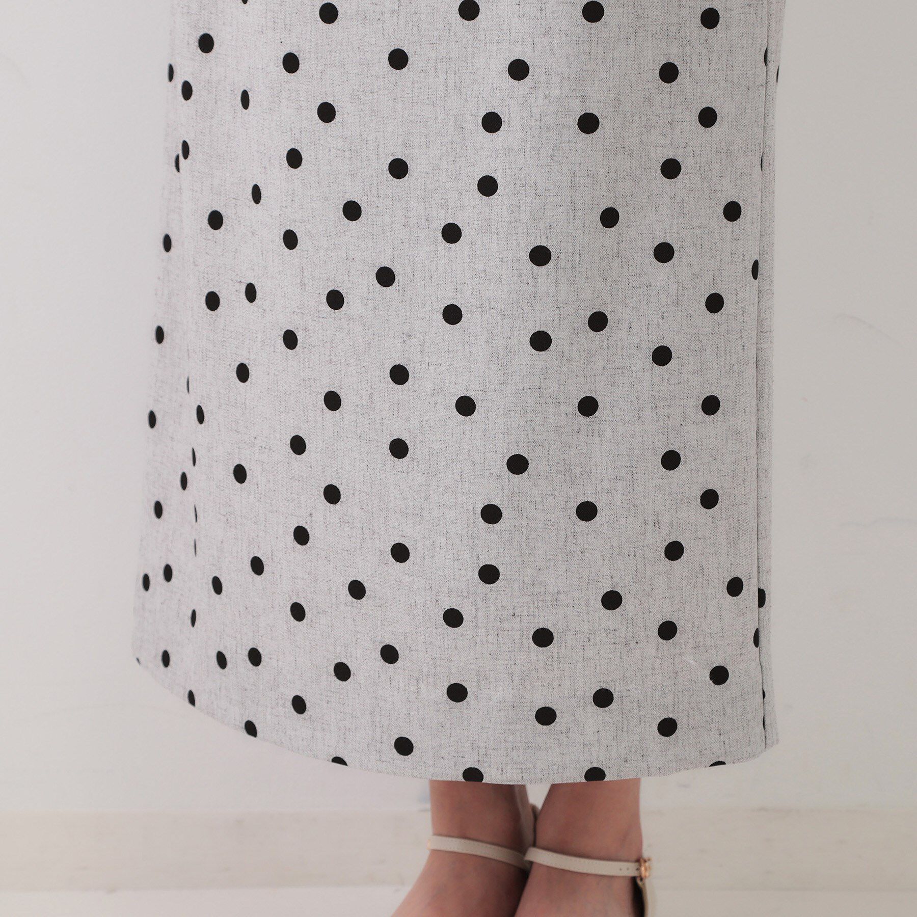 OPAQUE.CLIP「麻混ドットプリントナロースカート【洗濯機洗い可】」|スカート|