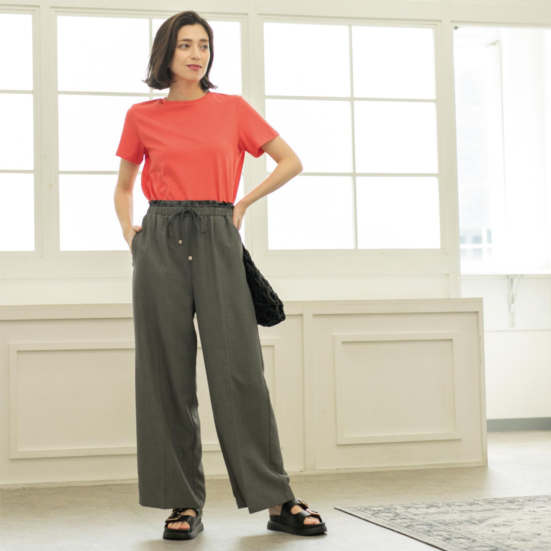 OPAQUE.CLIP「ウエストサテン使いイージーワイドパンツ【洗濯機洗い可】」|その他|