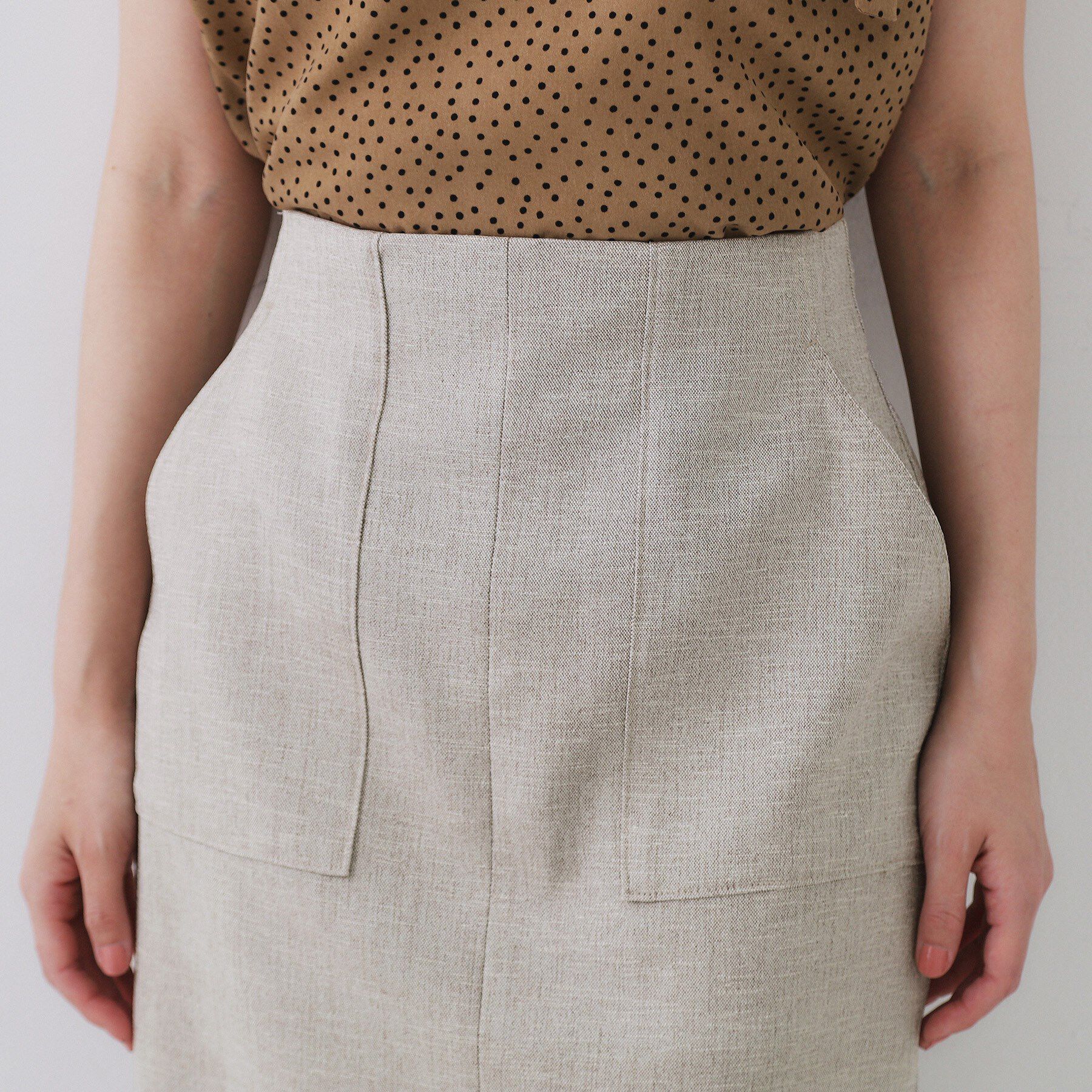 OPAQUE.CLIP「《美人百花掲載》ストレッチリネンライクタイトスカート【洗濯機洗い可】」|スカート|