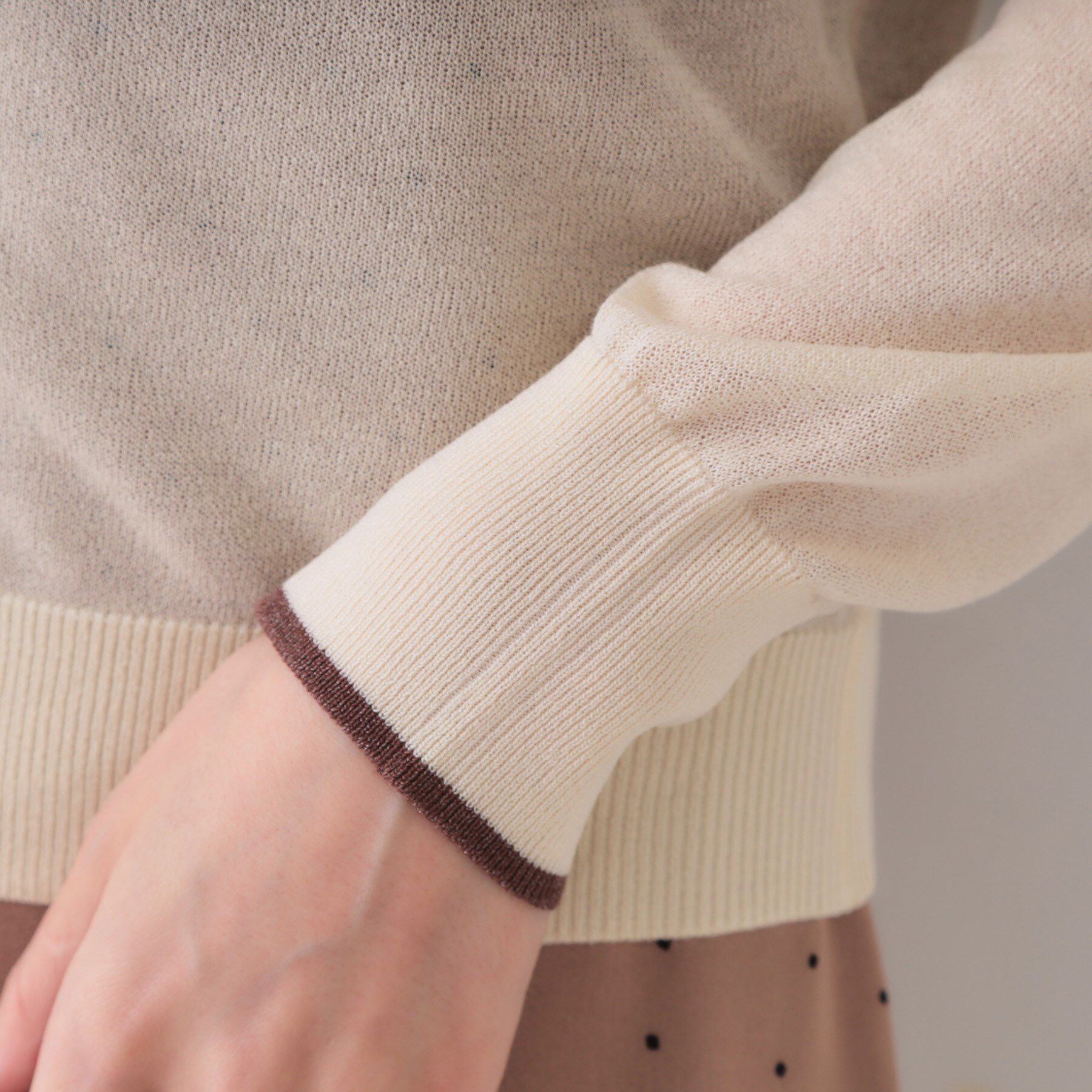 OPAQUE.CLIP「配色シアークルーニットカーディガン【洗濯機洗い可/抗ピル】」|カーディガン|