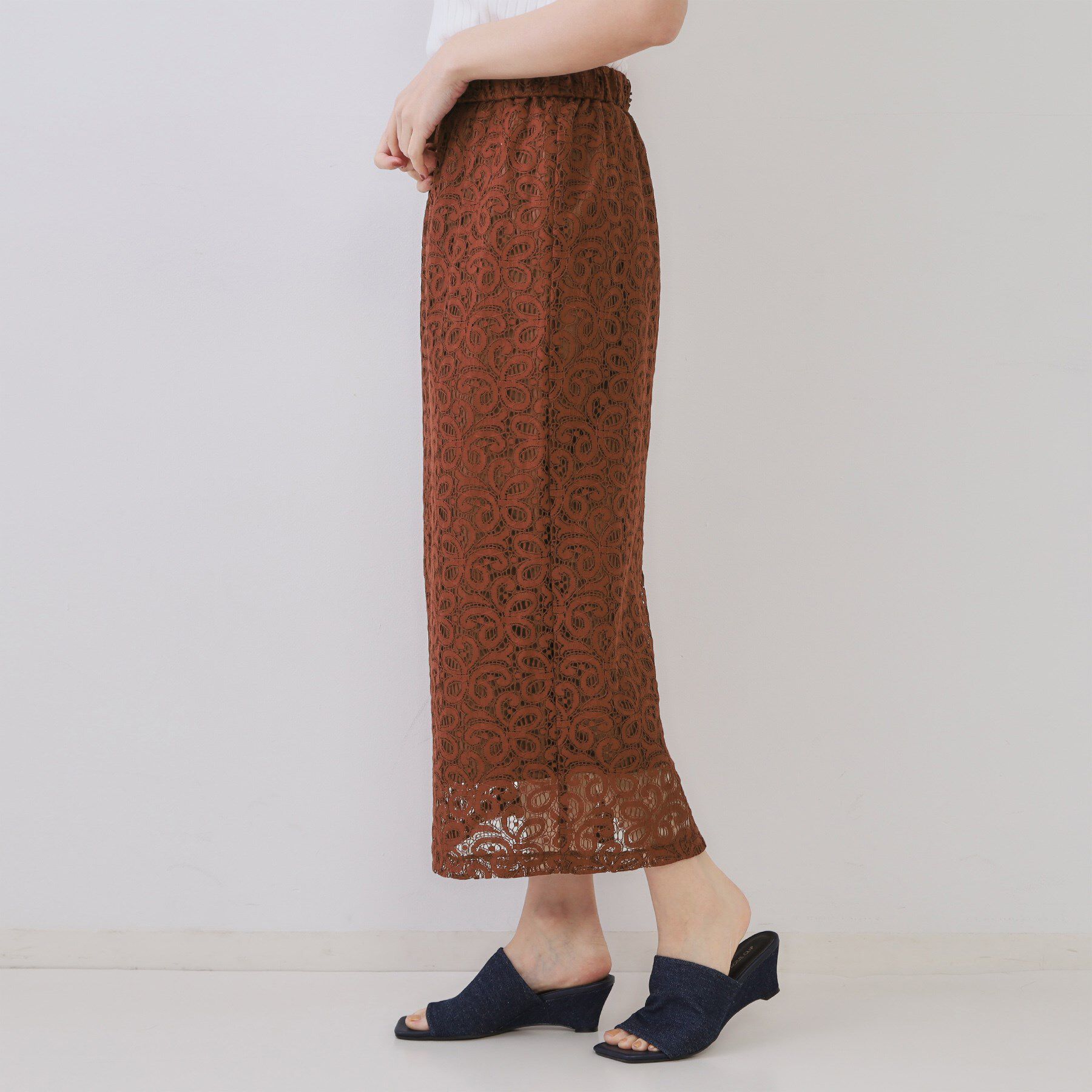 OPAQUE.CLIP「《美人百花掲載》レースイージーナロースカート【洗濯機洗い可】」|スカート|