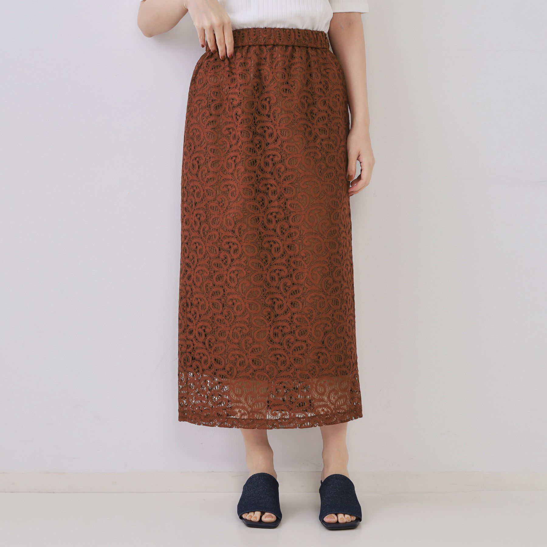 OPAQUE.CLIP「《美人百花掲載》レースイージーナロースカート【洗濯機洗い可】」|スカート|