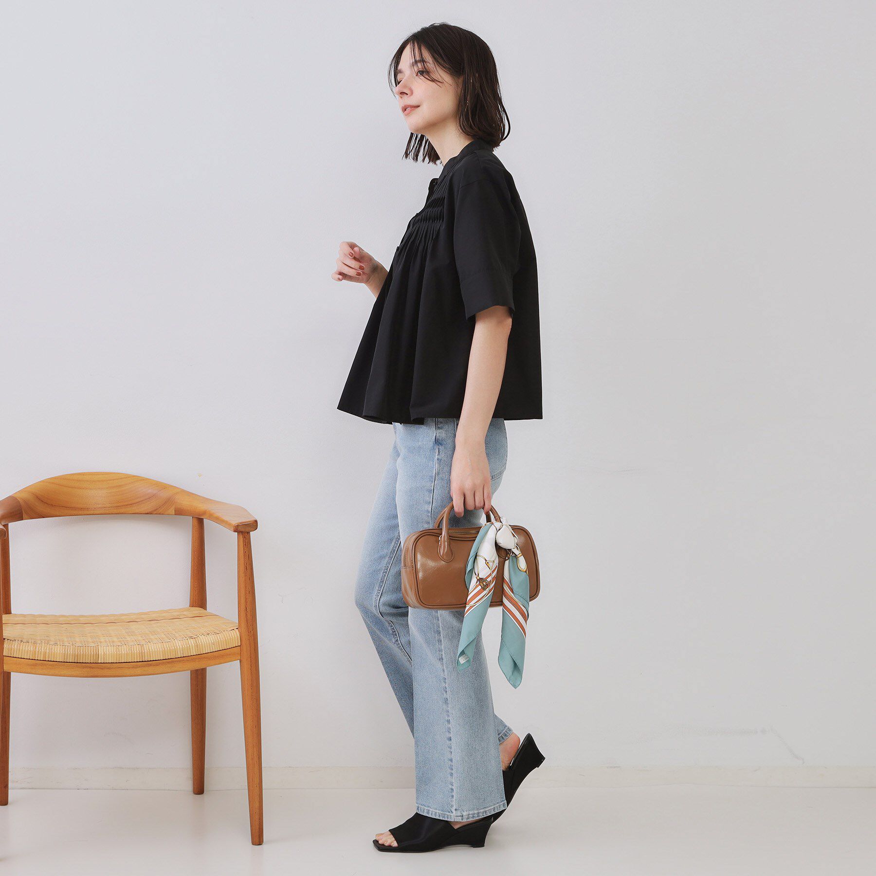 OPAQUE.CLIP「ピンタックフレアシャツ【洗濯機洗い可】」|シャツ・ブラウス|