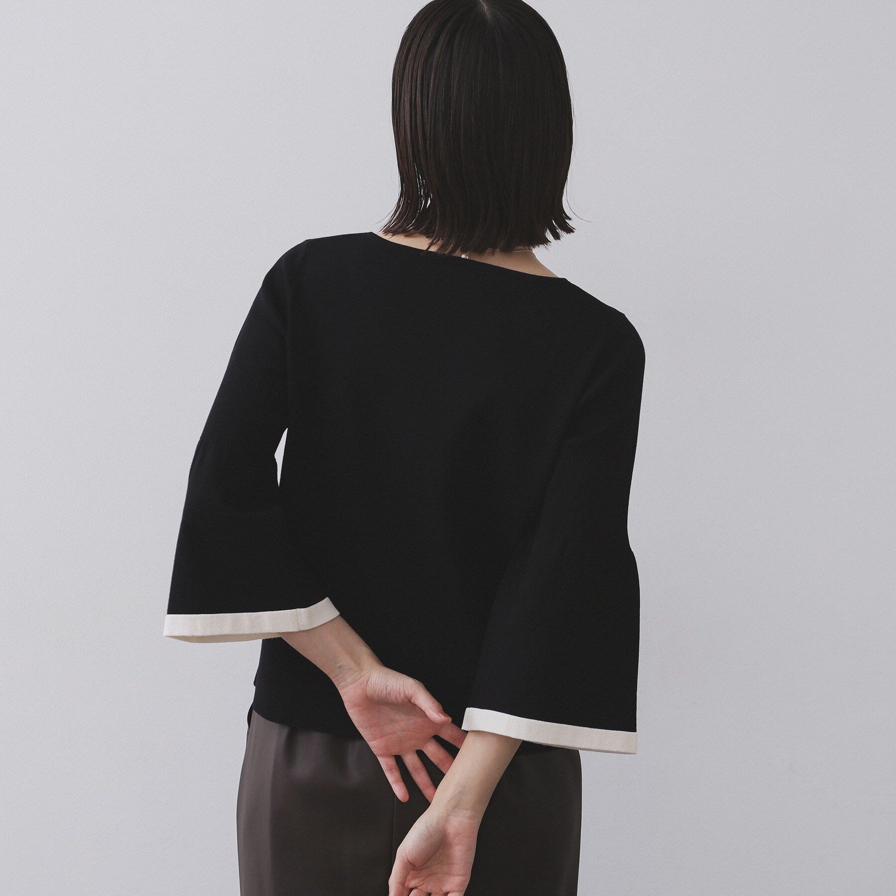 OPAQUE.CLIP「配色フレアスリーブニット【UVケア/洗濯機OK】」|ニット・セーター|