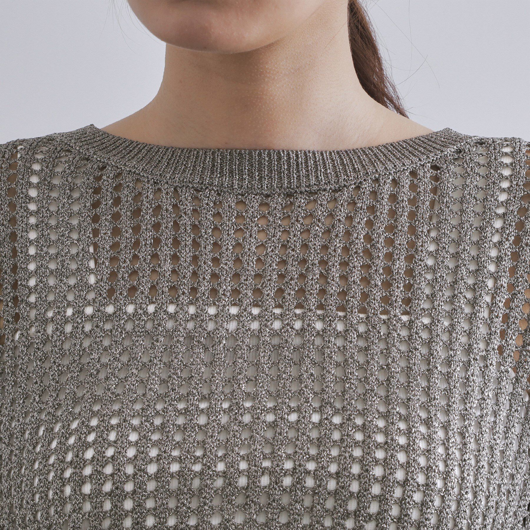 OPAQUE.CLIP「2WAY ラメメッシュニット【洗濯機洗い可/抗ピル】」|ニット・セーター|