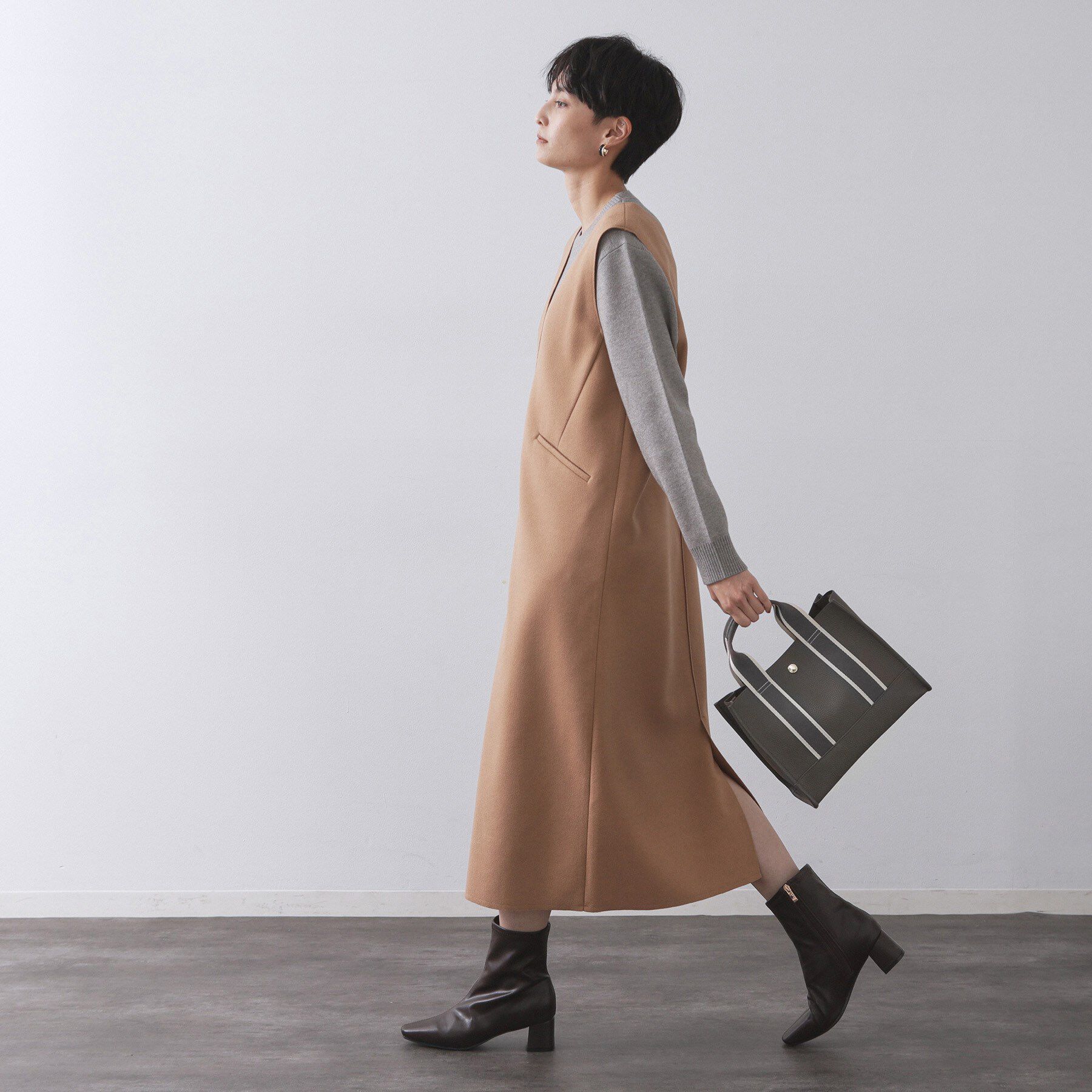 OPAQUE.CLIP「【軽量/2WAY】ラインテープスクエアミドルトートバッグ」|トートバッグ|