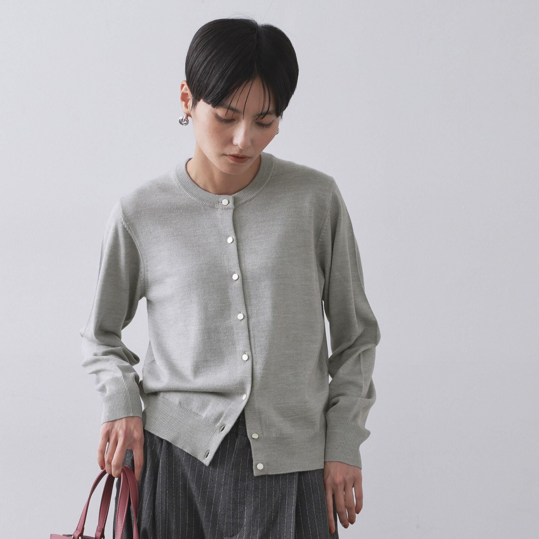 OPAQUE.CLIP「クルーニットカーディガン/エクストラファインメリノウール【THEシリーズ/洗濯機OK】」|カーディガン|