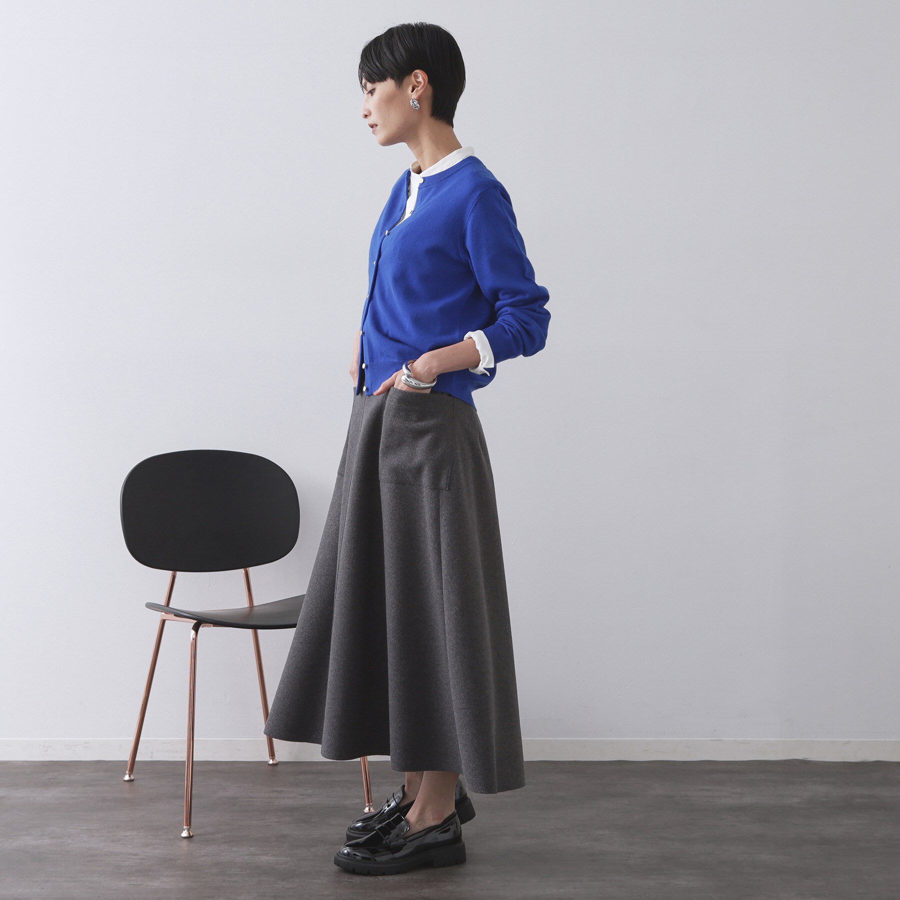 OPAQUE.CLIP「クルーニットカーディガン/エクストラファインメリノウール【THEシリーズ/洗濯機OK】」|カーディガン|