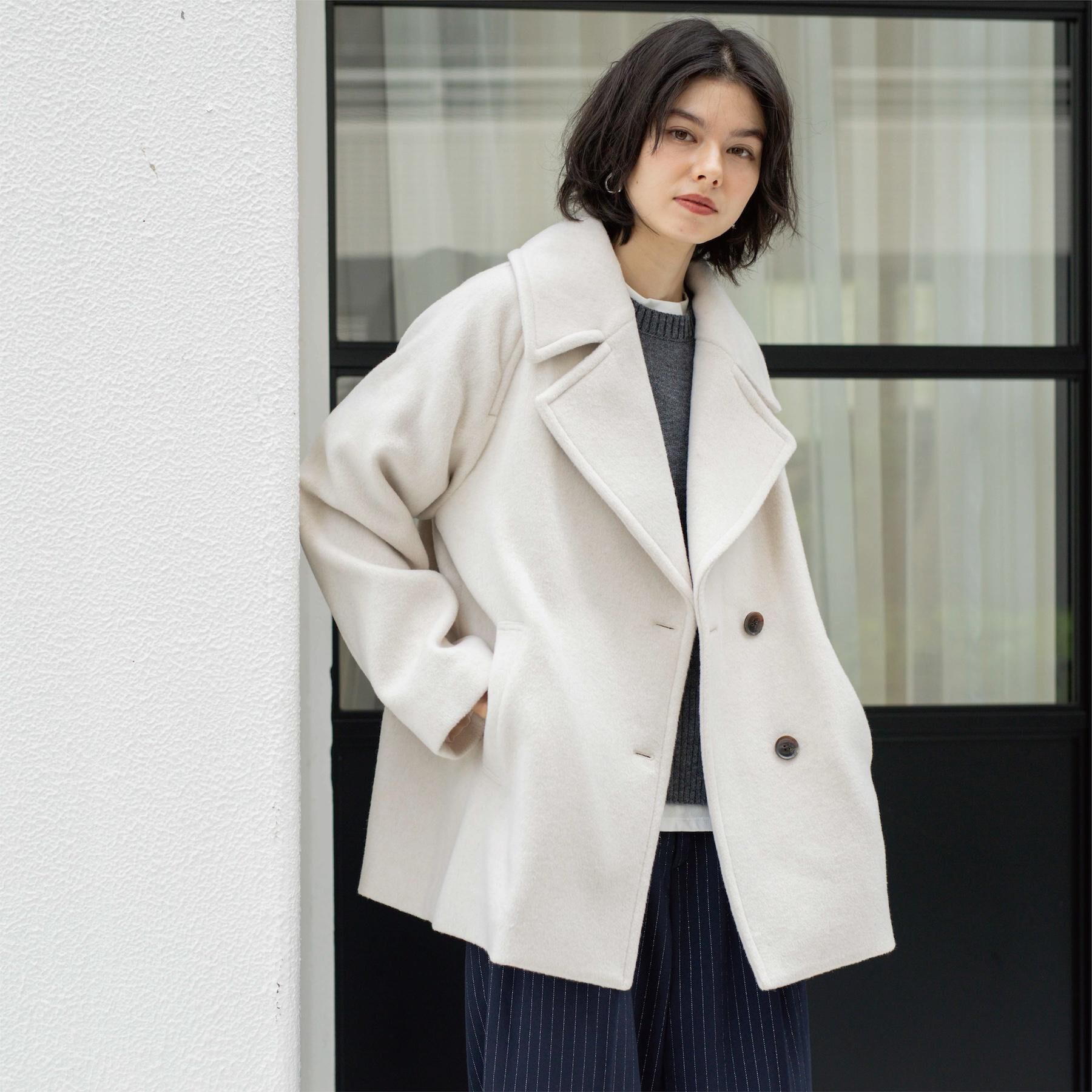 OPAQUE.CLIP「カシミヤブレンドウールミドルピーコート」|ピーコート|